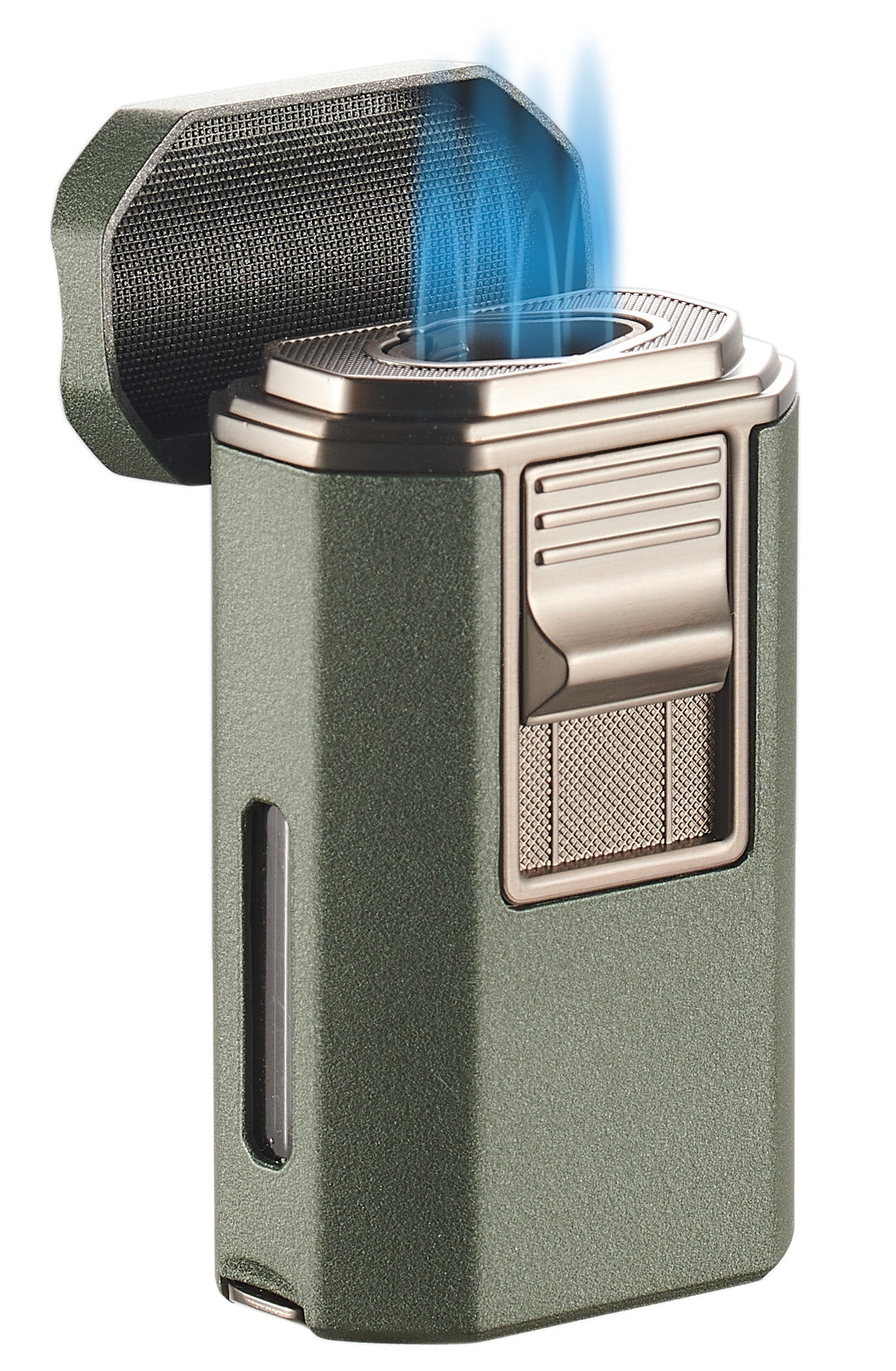 Visol Boulder Quad Torch Flame Lighter - Windproof Refillable Butane Lighter for Cigars, Camping, BBQ & Outdoor Use (Green)