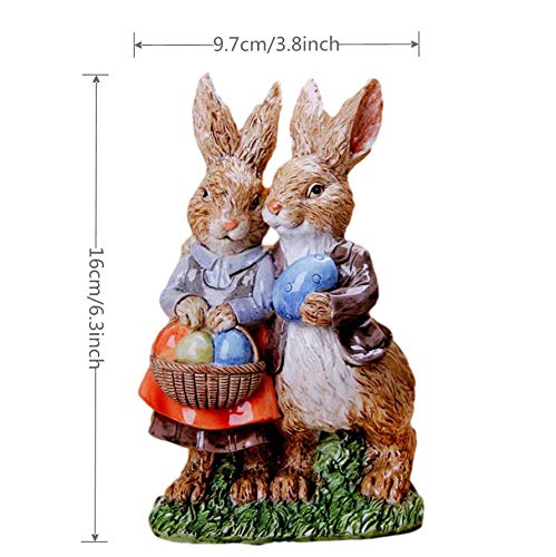 Yowein Spring Polyresin Bunny Figurine with Carrot Decor - Easter Table Centerpiece for Home, Party & Holiday Decorations | Perfect for Couples, Spring Celebrations & Festive Gatherings