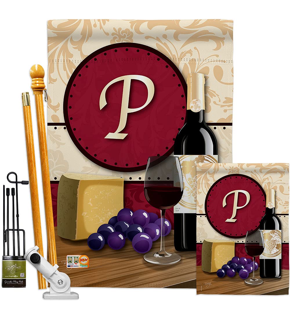 Personalized Monogram Wine Garden Flag - Double-Sided 28x40 Inch House Banner for Beverage, Cheese & Fruit Pairings - Perfect for Sangria, White, Red, Rose & Sparkling Wine Decor - Made in USA Yard Gift for Wine Lovers | Ideal for Patio, Garden & Outdoor Entertaining
