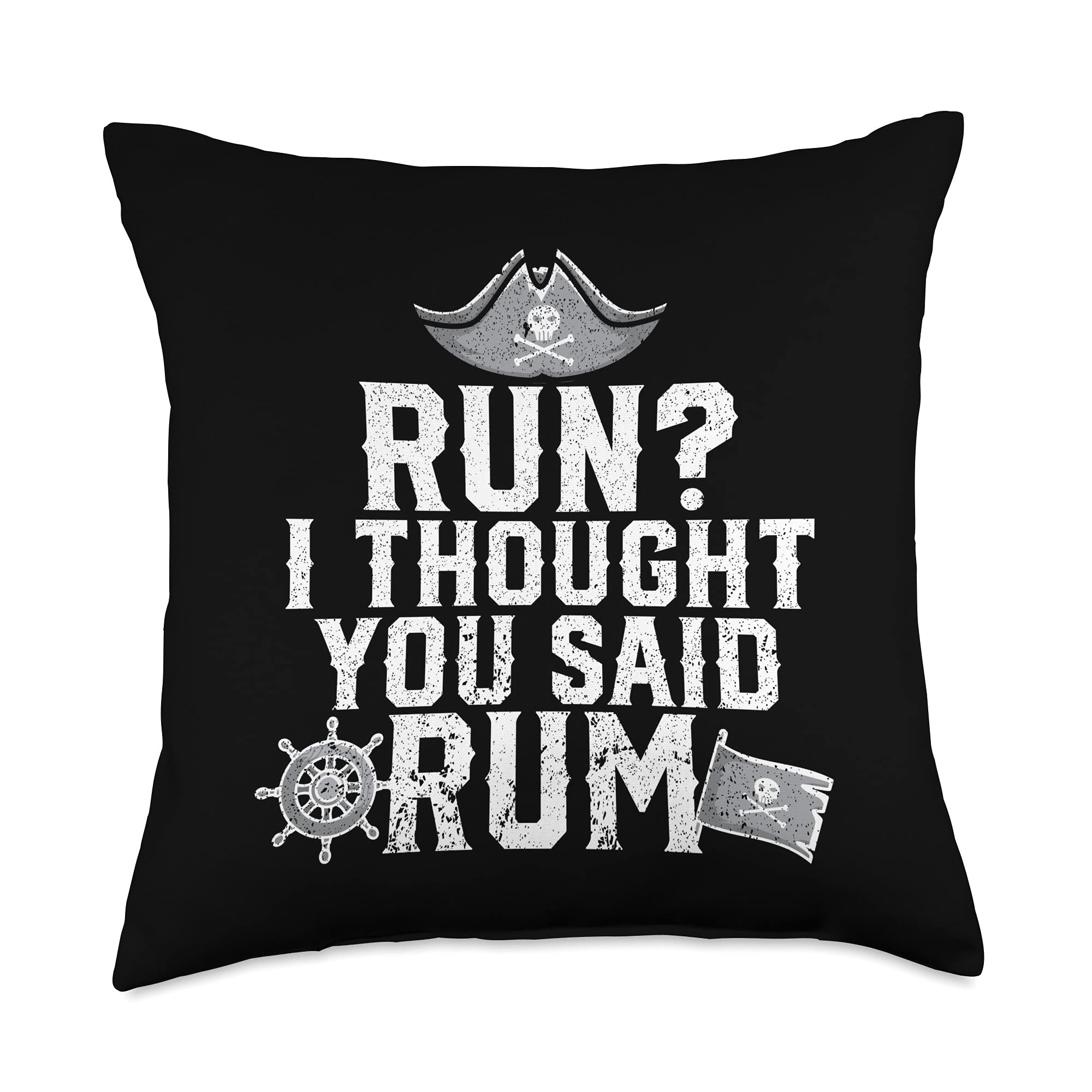 Funny Running & Rum Lover Gift - 'Thought You Said Rum' Throw Pillow 18x18 Inch Multicolor - Perfect for Runners, Cocktail Enthusiasts & Home Decor