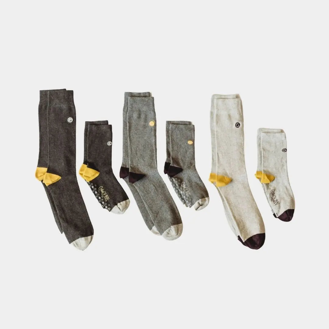 Shades of Grey Crew Socks 6-Pack - Matching Family Socks for Men, Women & Kids - Perfect for Casual Wear, Sports & Family Outfits