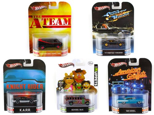 Hot Wheels Retro Entertainment X8893-996B 1/64 Scale Die-Cast Cars - Set of 5 Collectible Toy Vehicles for Kids & Adults - Perfect for Display, Play & Racing Scenes
