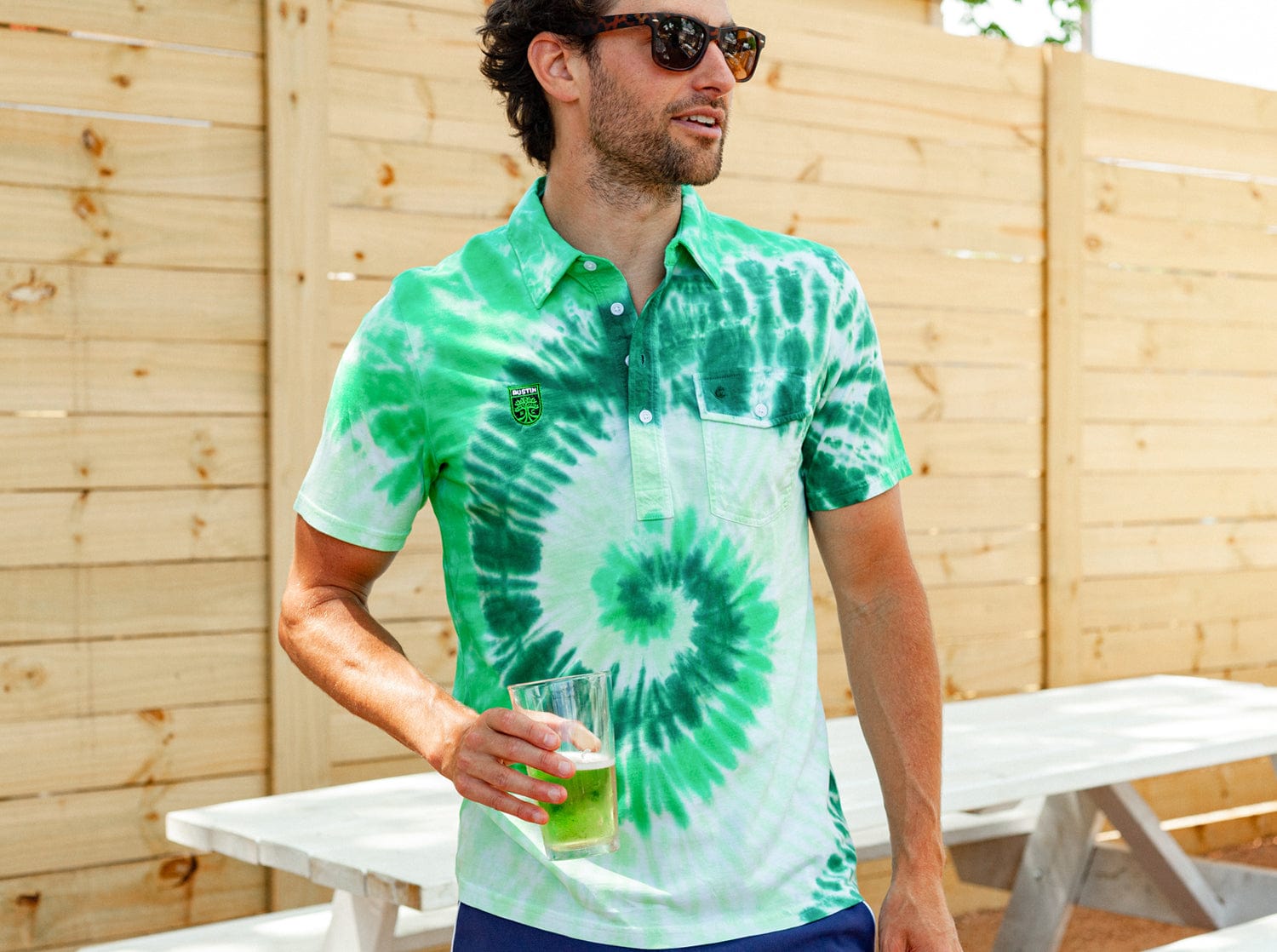 Austin FC Classic Players Shirt with Badge - Verde Tie Dye Soccer Jersey for Men | Perfect for Match Day, Fan Events & Casual Wear