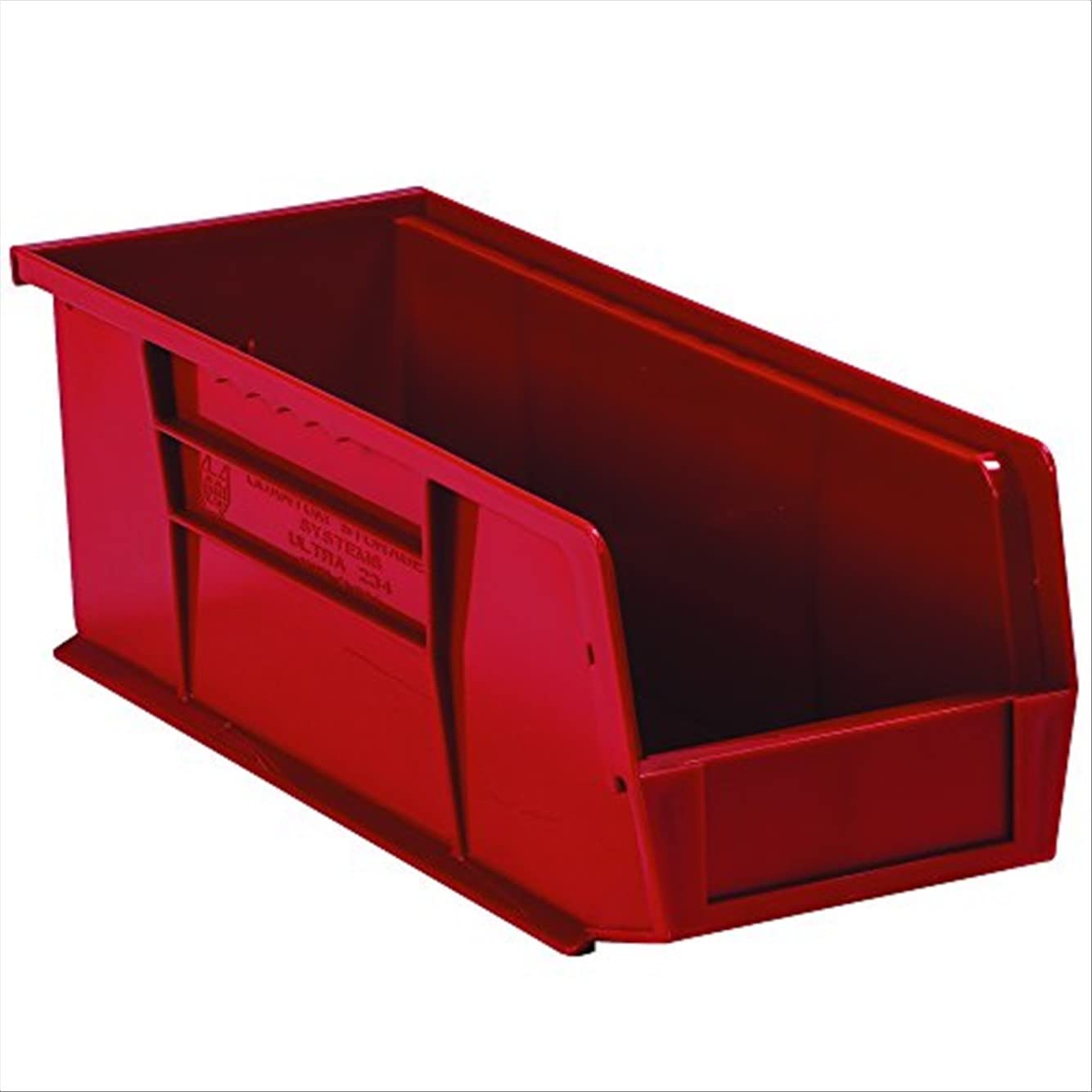Aviditi BINP1555RAVI 12-Pack Red Plastic Stackable & Hangable Storage Bins - 14.75