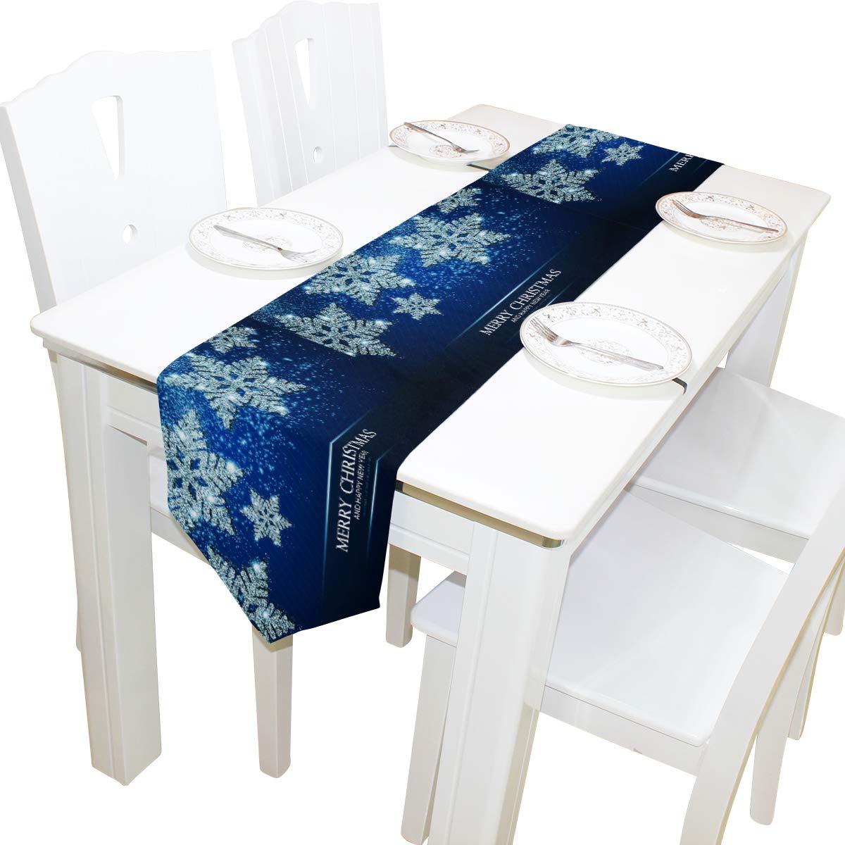 Yochoice Snowflake Table Runner 13x70in - Christmas Wedding Party Decor for Banquets & Coffee Tables