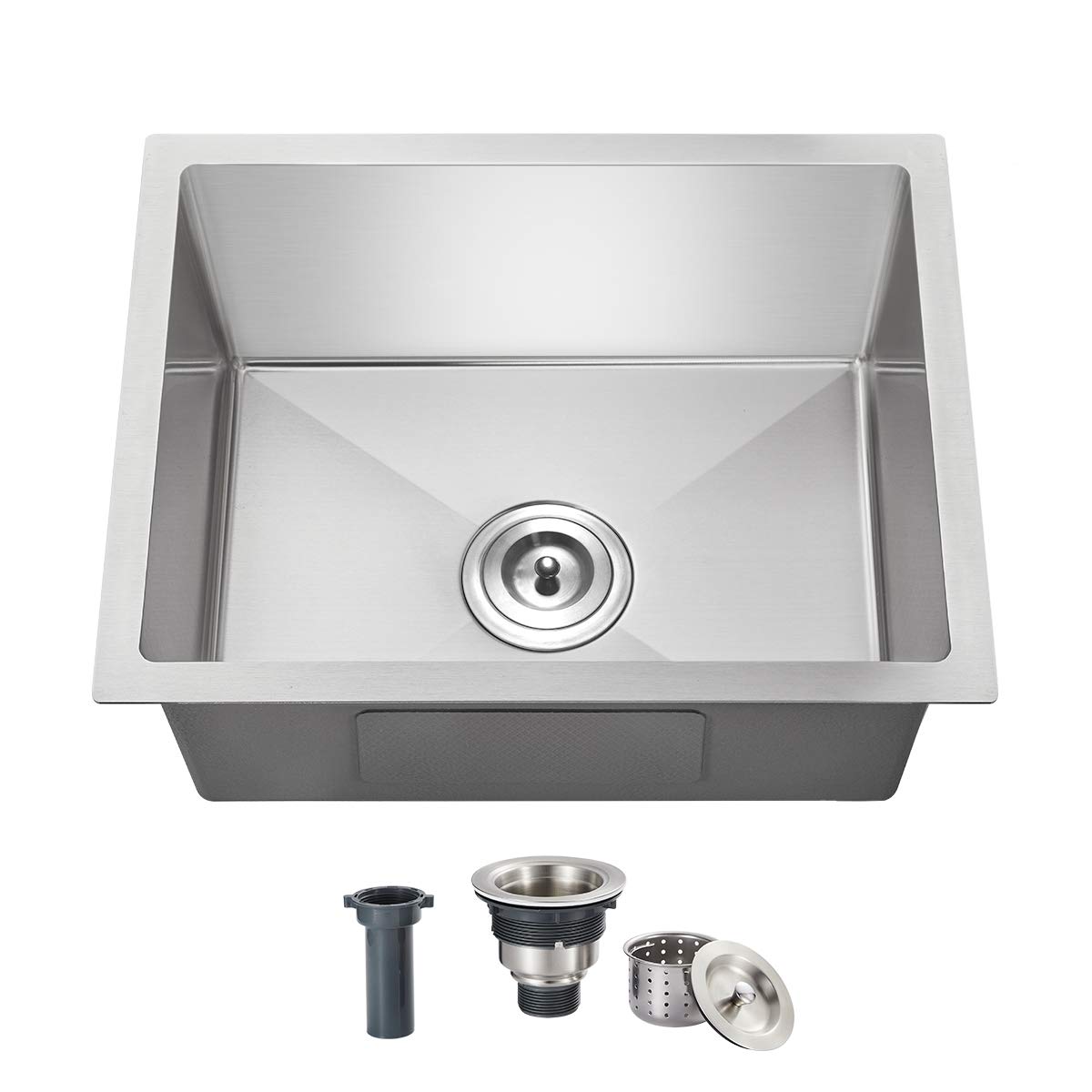 20 x 16 Inch Stainless Steel Kitchen Sink - 18 Gauge Drop-in/Undermount Single Bowl with Tight Radius - Handmade for Modern Kitchens - Perfect for Small Spaces and Busy Home Chefs