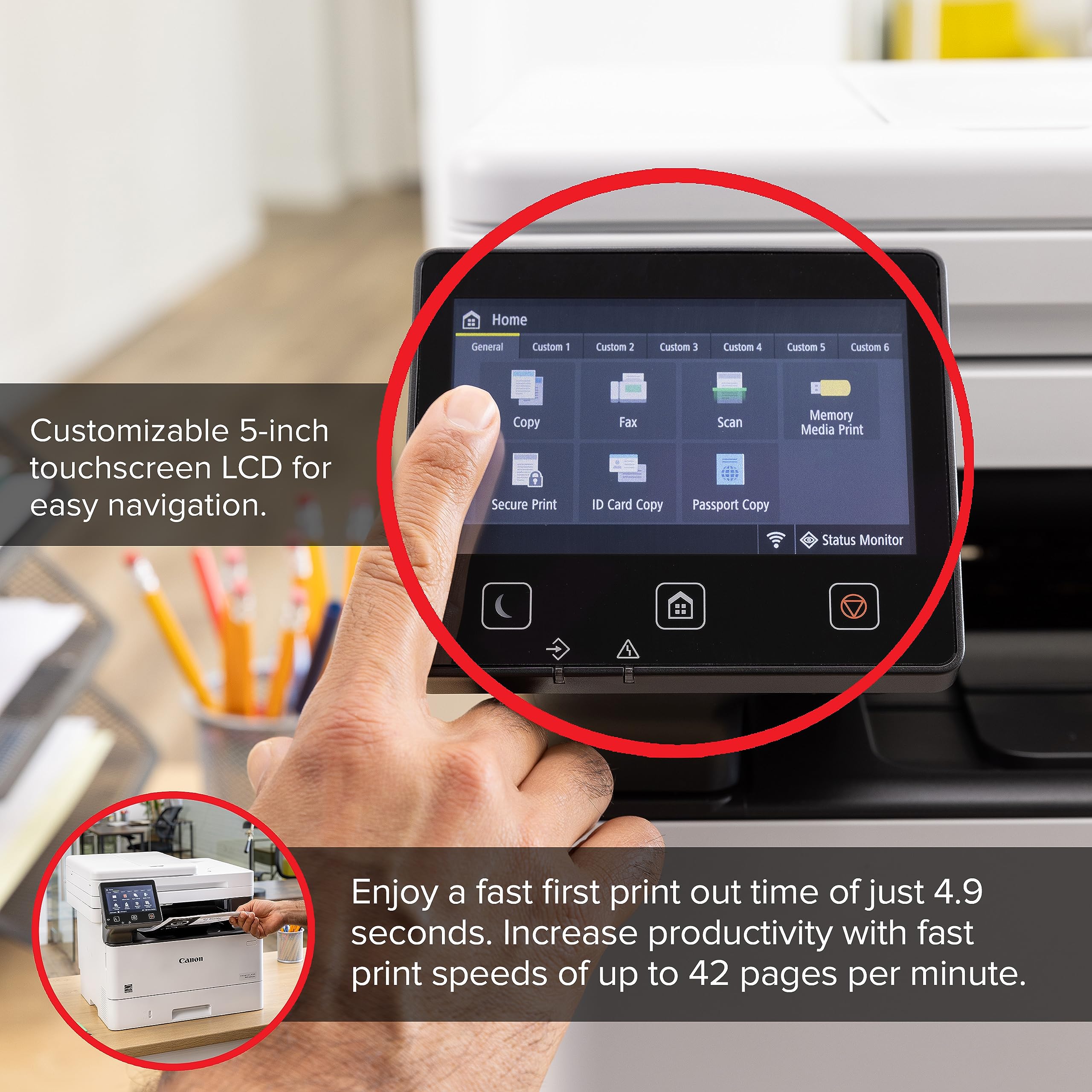 Canon imageCLASS MF465dw Wireless Monochrome Laser Printer - All-in-One with Scanner, Copier & Fax | 42ppm Fast Printing | Auto Document Feeder | Mobile Ready | Ideal for Home & Office Use | White | 3-Year Warranty | Perfect for Document Scanning, Business Reports & Remote Work Printing