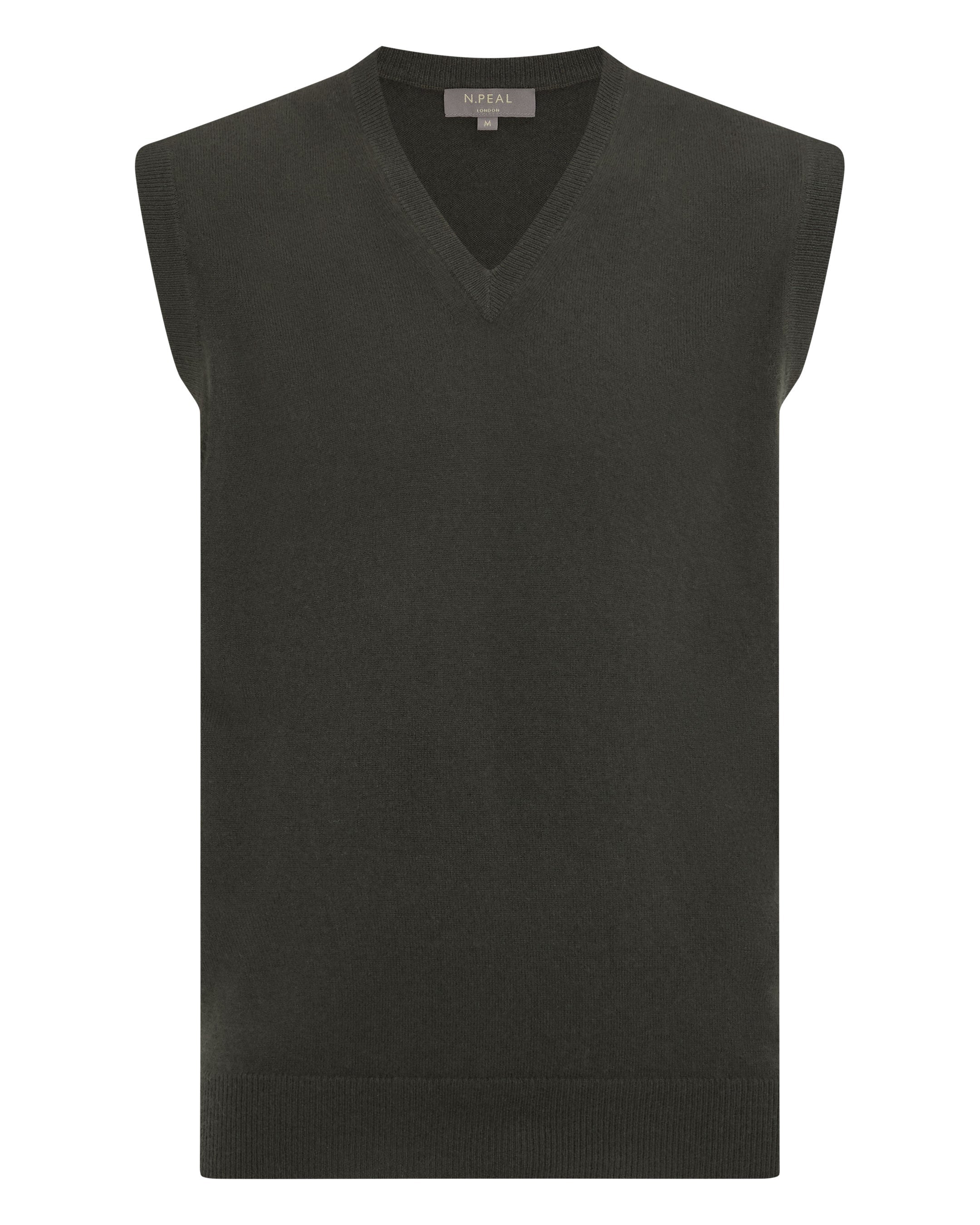 Premium Men's Westminster Cashmere Sweater Vest - Arabica Khaki Green | Soft & Warm Knit Pullover for Business Casual & Winter Layering