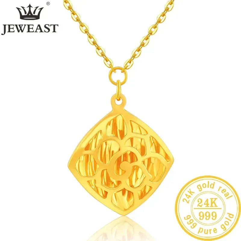 24K Pure Gold Necklace Real AU 999 Solid Gold Chain - Classic & Trendy Fine Jewelry for Women - Perfect for Parties, Weddings & Special Occasions - Hot New 2023 Collection