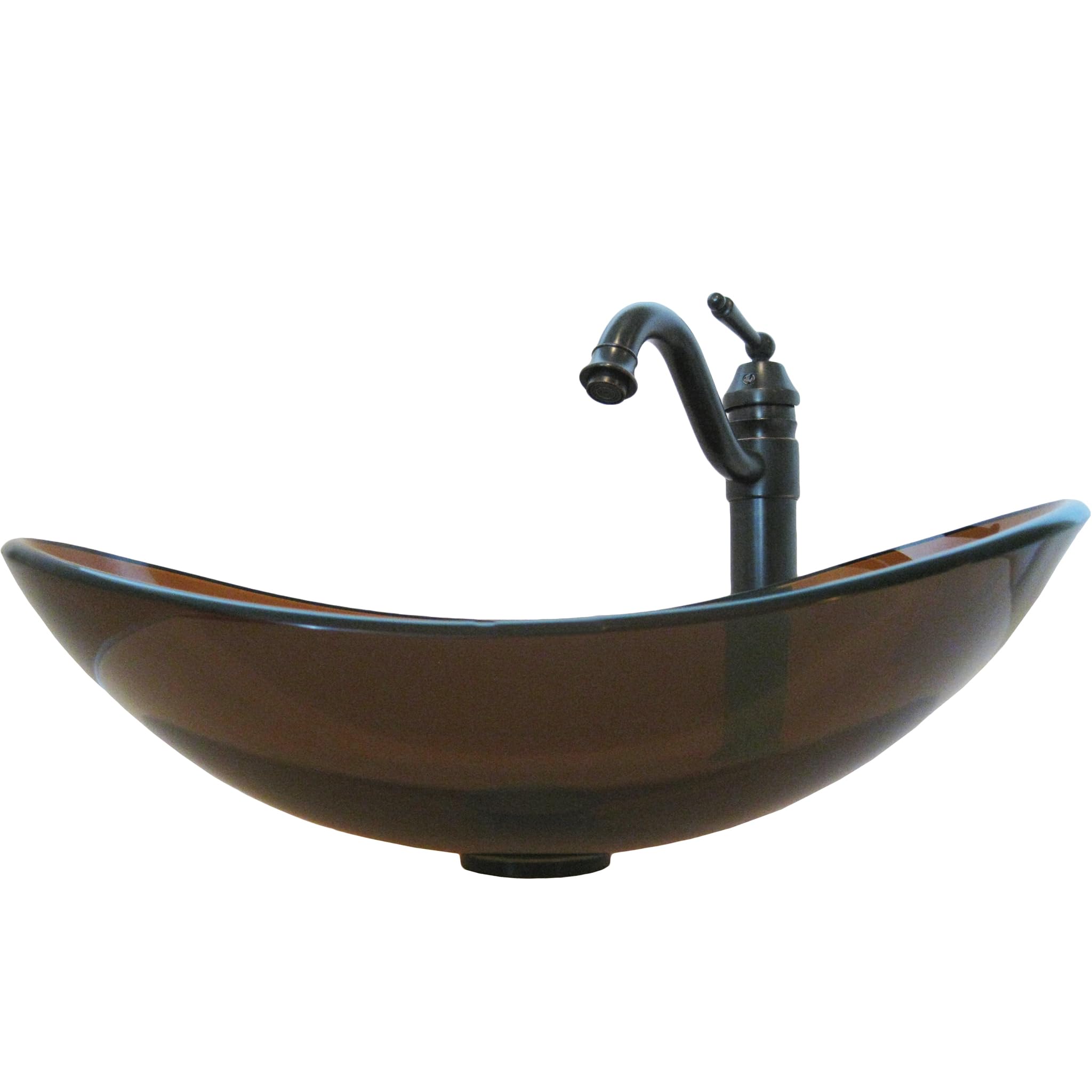 Novatto BABBUCCIA Glass Vessel Bathroom Sink Set in Oil Rubbed Bronze - Modern Vanity Sink for Bathroom & Powder Room Decor