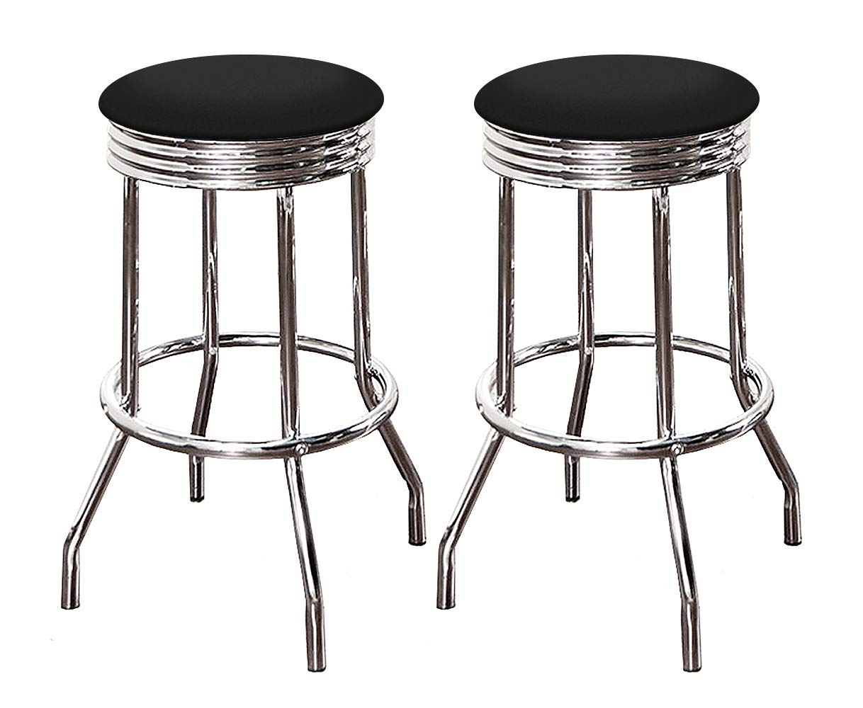 2-Pack Chrome Metal Swivel Bar Stools 24