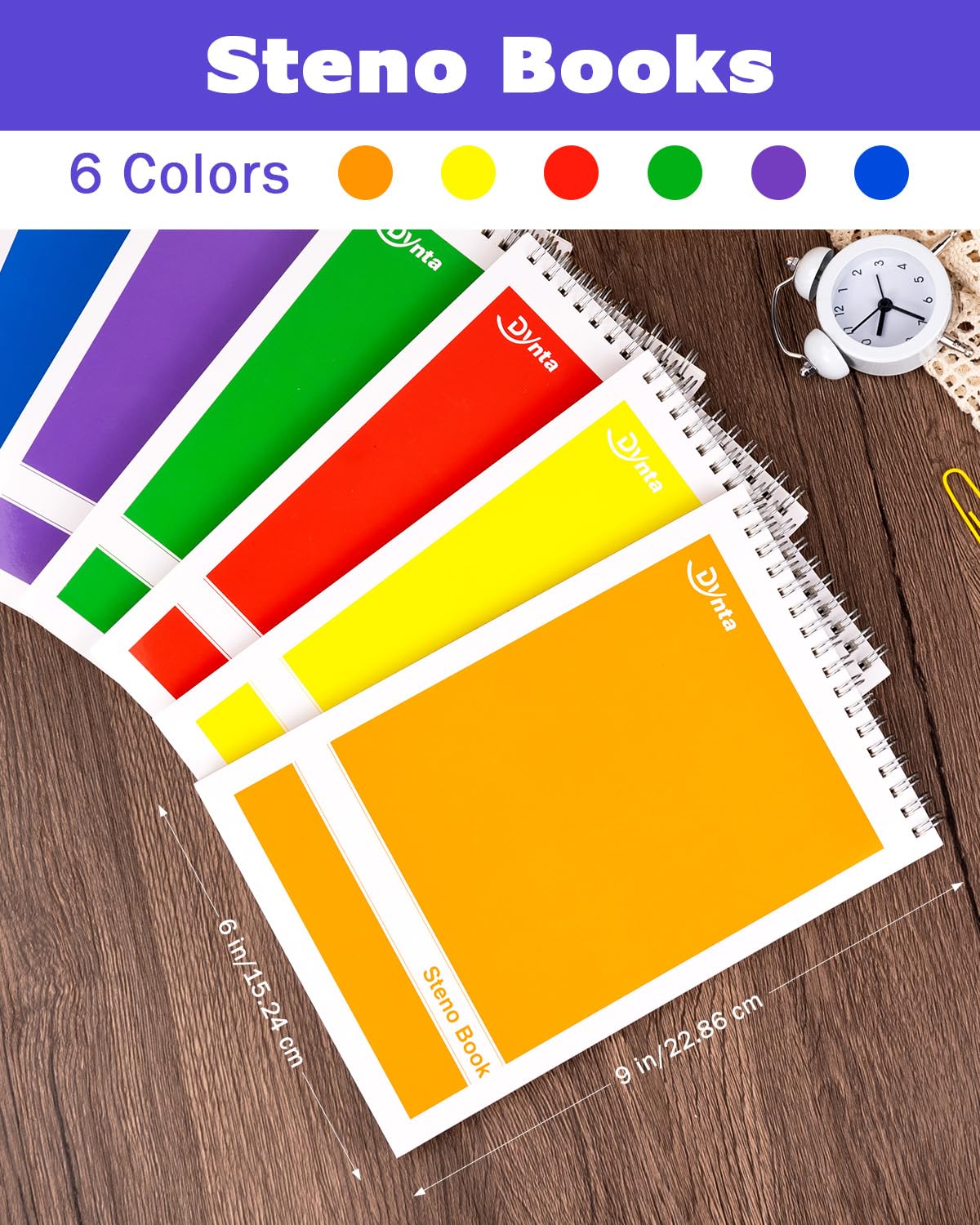 12 Pack Spiral Steno Pads 6x9 Inches - Gregg Rule Notebooks with 6 Assorted Covers, 60 Sheets White Paper - Perfect for Note-taking in School, Office, Home, College, University, Work & Travel - Ideal for Students, Professionals & Journalists