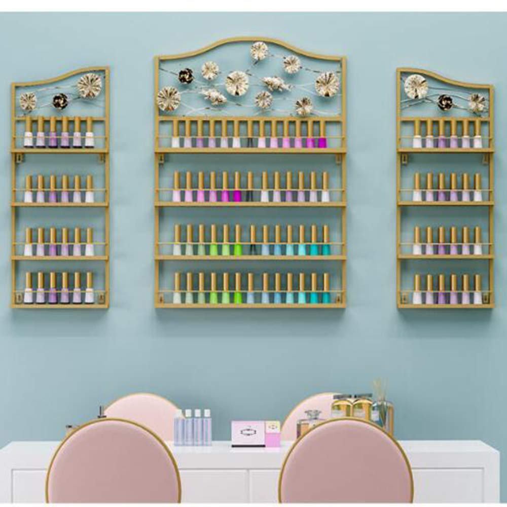 4-Tier Metal Wall-Mounted Nail Polish Organizer Rack - Display & Storage for Nail Polish Bottles, Lipsticks & Perfumes - Perfect for Nail Salons, Retail Shops & Home Vanity Organization