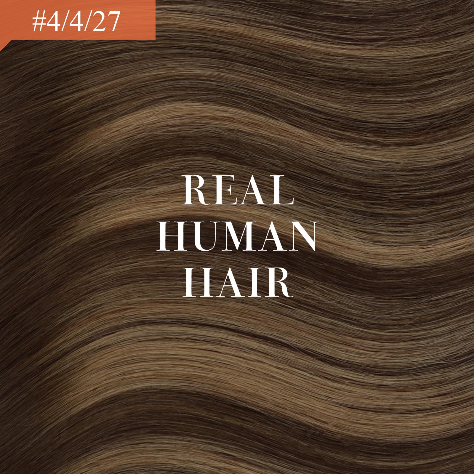 Sunny Wire Hair Extensions 20 Inch - Real Human Hair, Fish Line, Invisible Wire Extensions in Dark Brown to Caramel Blonde with Dark Brown Highlights (#4/27/4) - Perfect for Parties, Weddings & Everyday Styling