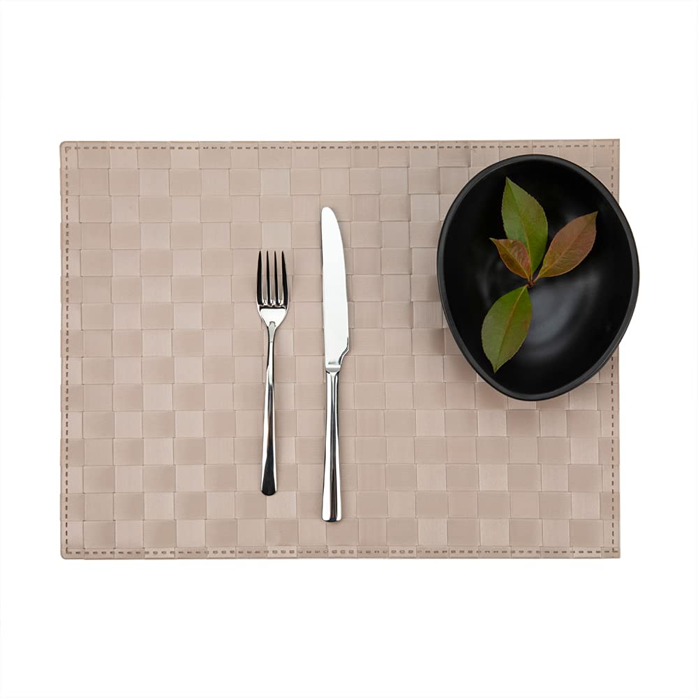 Premium 16 x 12 Inch Woven Plastic Placemats Set of 6 - Durable & Easy Clean Rectangle Table Mats for Home & Restaurant Dining - Perfect for Everyday Meals, Dinner Parties & Commercial Use