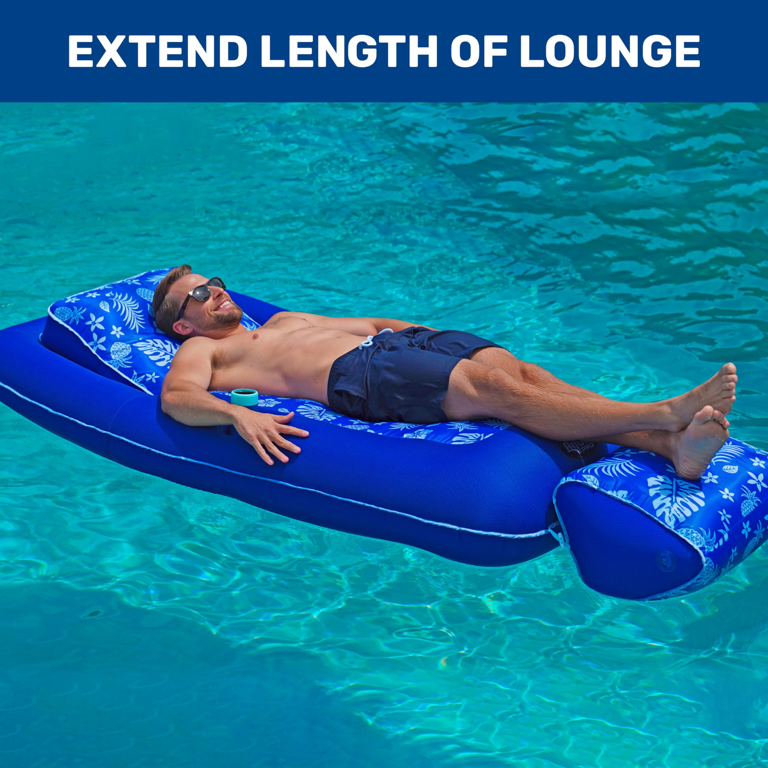 Premium Convertible Pool Float Lounge - Extra Large Heavy Duty Inflatable Raft for Adults with Cup Holder | Multiple Colors | Perfect for Pool Parties, Lake Relaxation & Summer Vacation