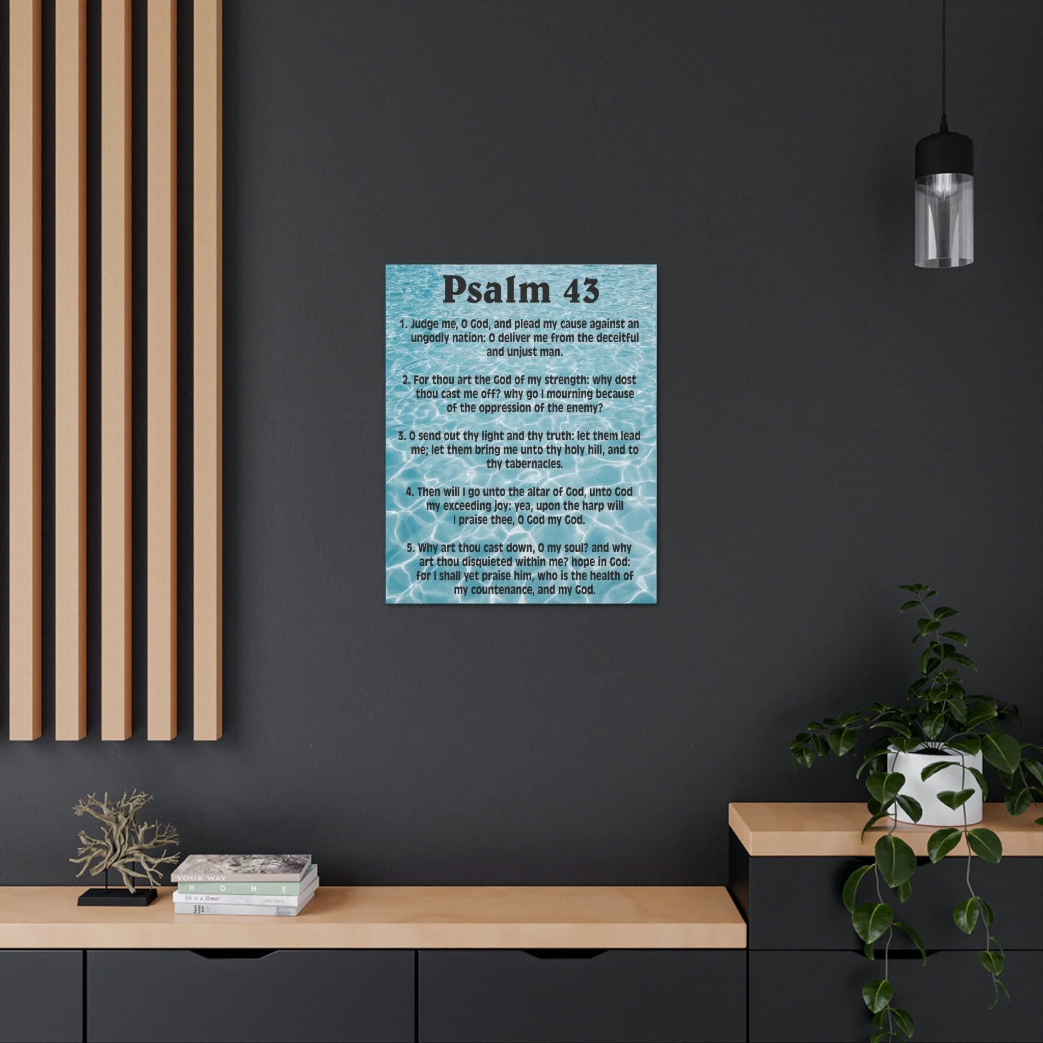 Christian Wall Art - Bible Verse Canvas Print with Psalm 43: Judge Me Scripture - Inspirational Home Decor for Living Room, Bedroom & Church