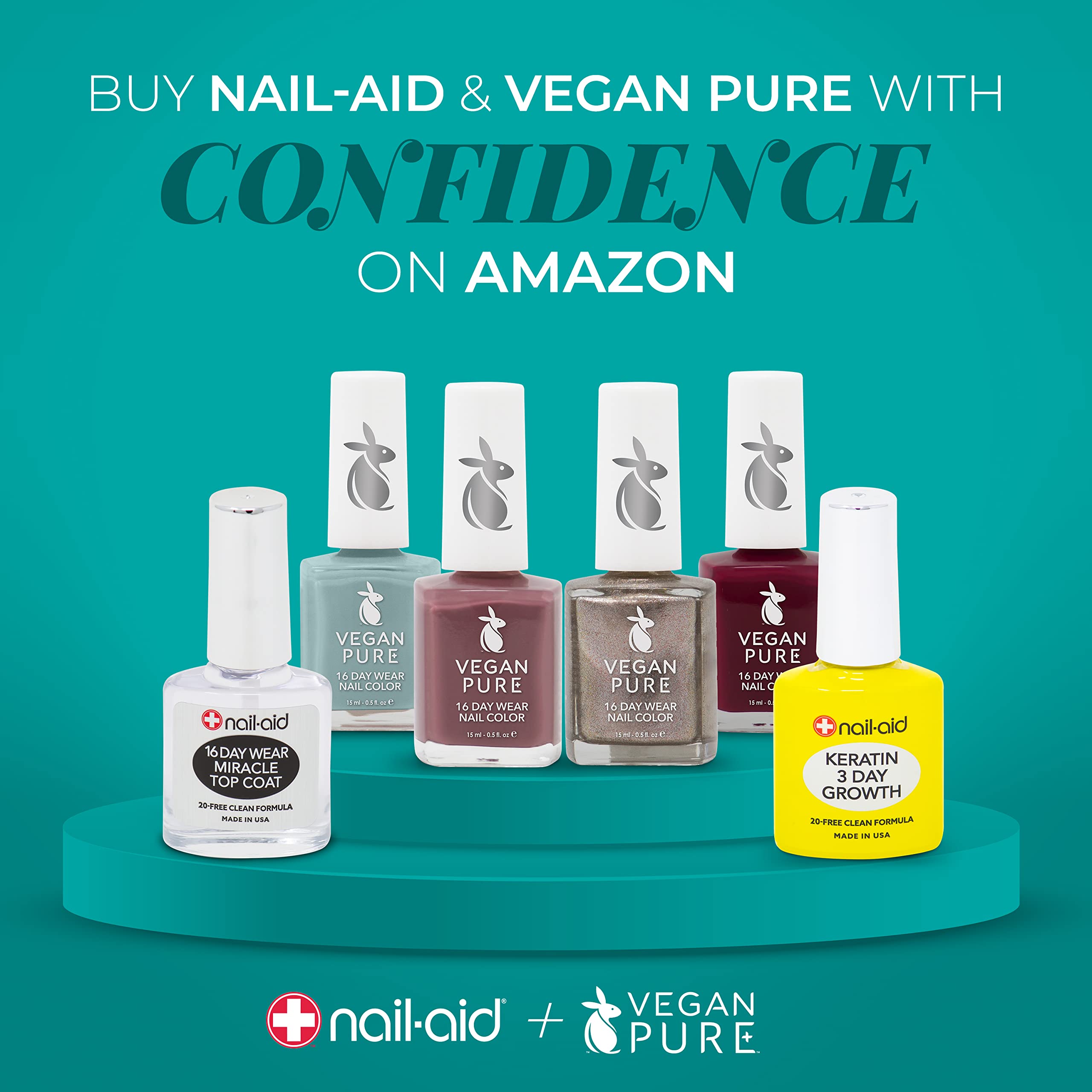 Nail-Aid Keratin 3 Day Growth Nail Treatment & Strengthener - Clear Formula for Stronger Nails (0.55 Fl Oz) - Perfect for Nail Care, Manicures & Healthy Growth