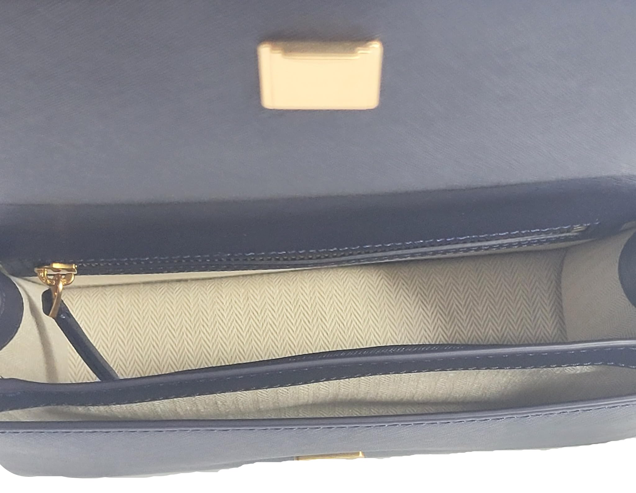 Tory Burch Emerson Saffiano Leather Adjustable Shoulder Bag for Women - Navy Blue with Gold Hardware | Perfect for Work, Travel & Everyday Use