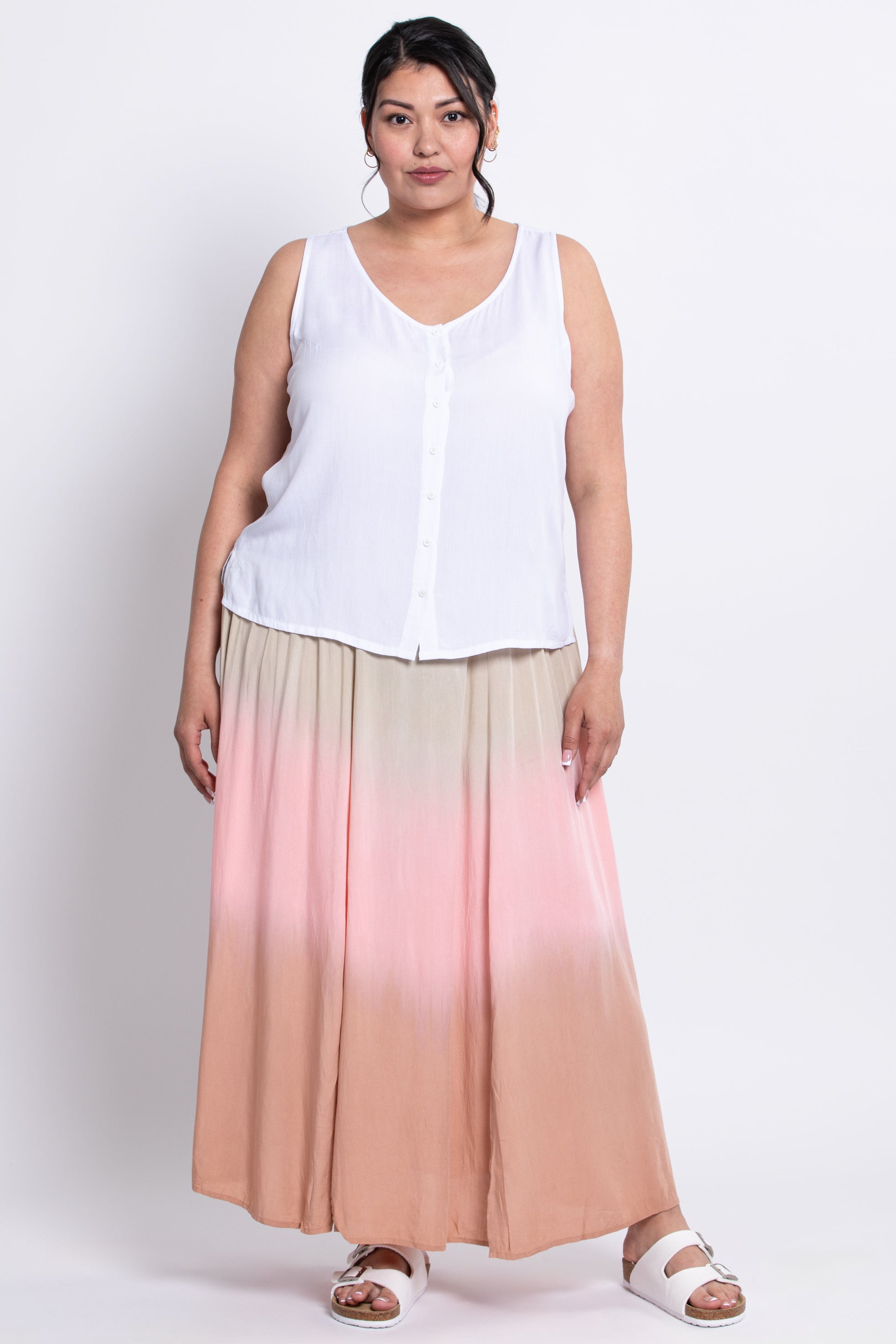Stylish Tan Dip Dye Comfortable Skirt for Women - Perfect for Casual Outings, Beach Vacations & Summer Fashion