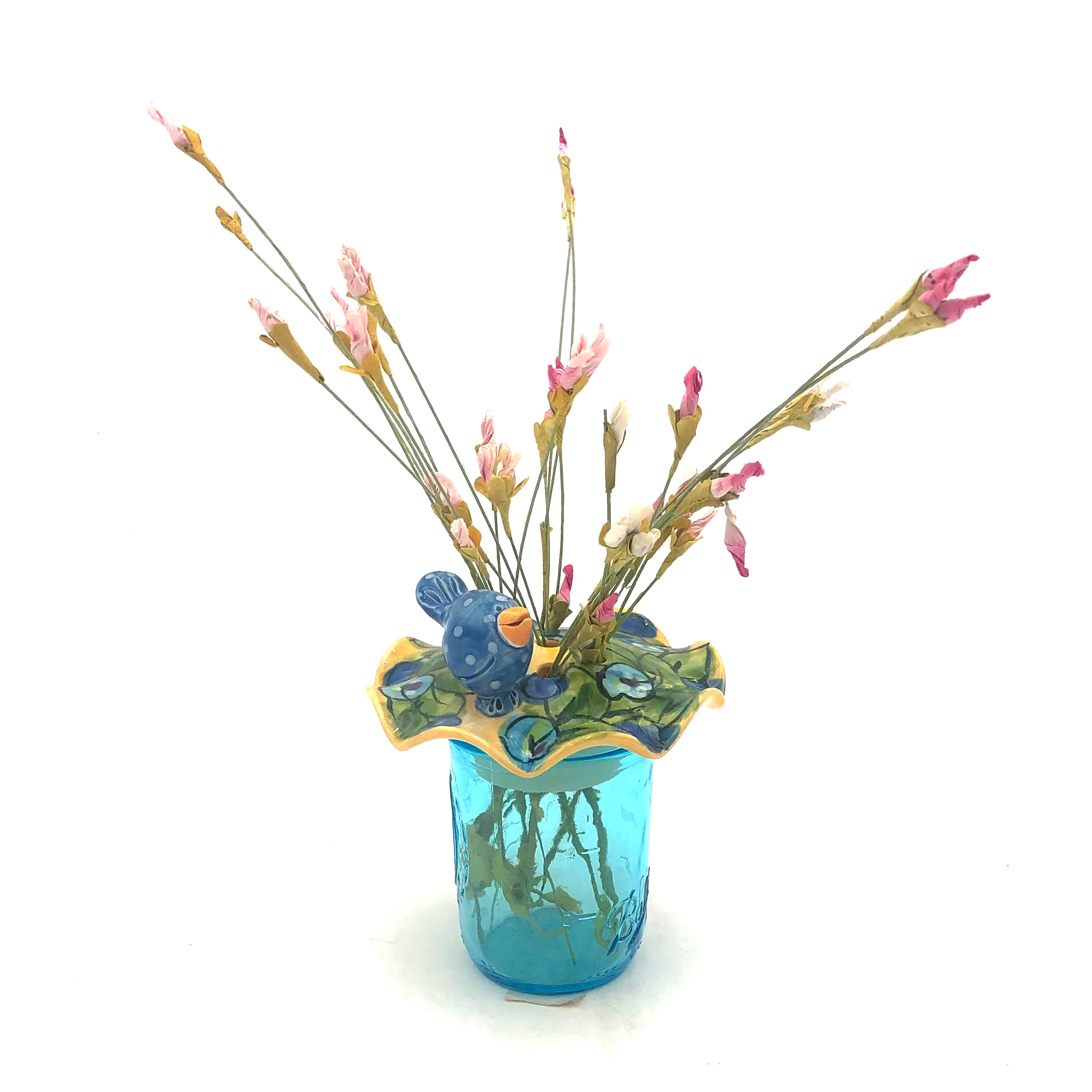 Susan & Peter Stark Yellow Ceramic Flower Frog - Floral Arrangement Holder for Bouquets, Centerpieces, and DIY Wedding Decor