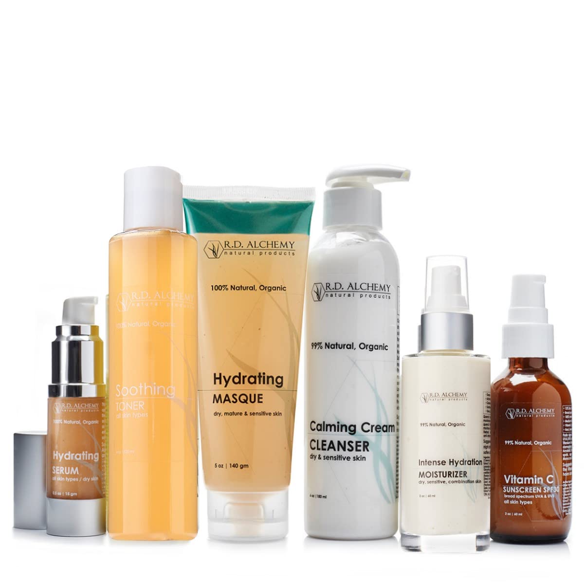 RD Alchemy Hydrating Facial Skincare Set for Dry Skin - Moisturizing Cream, Serum & Toner for Severe Dryness - Daily Hydration Routine for Sensitive Skin - Perfect for Winter Care & Post-Treatment Recovery