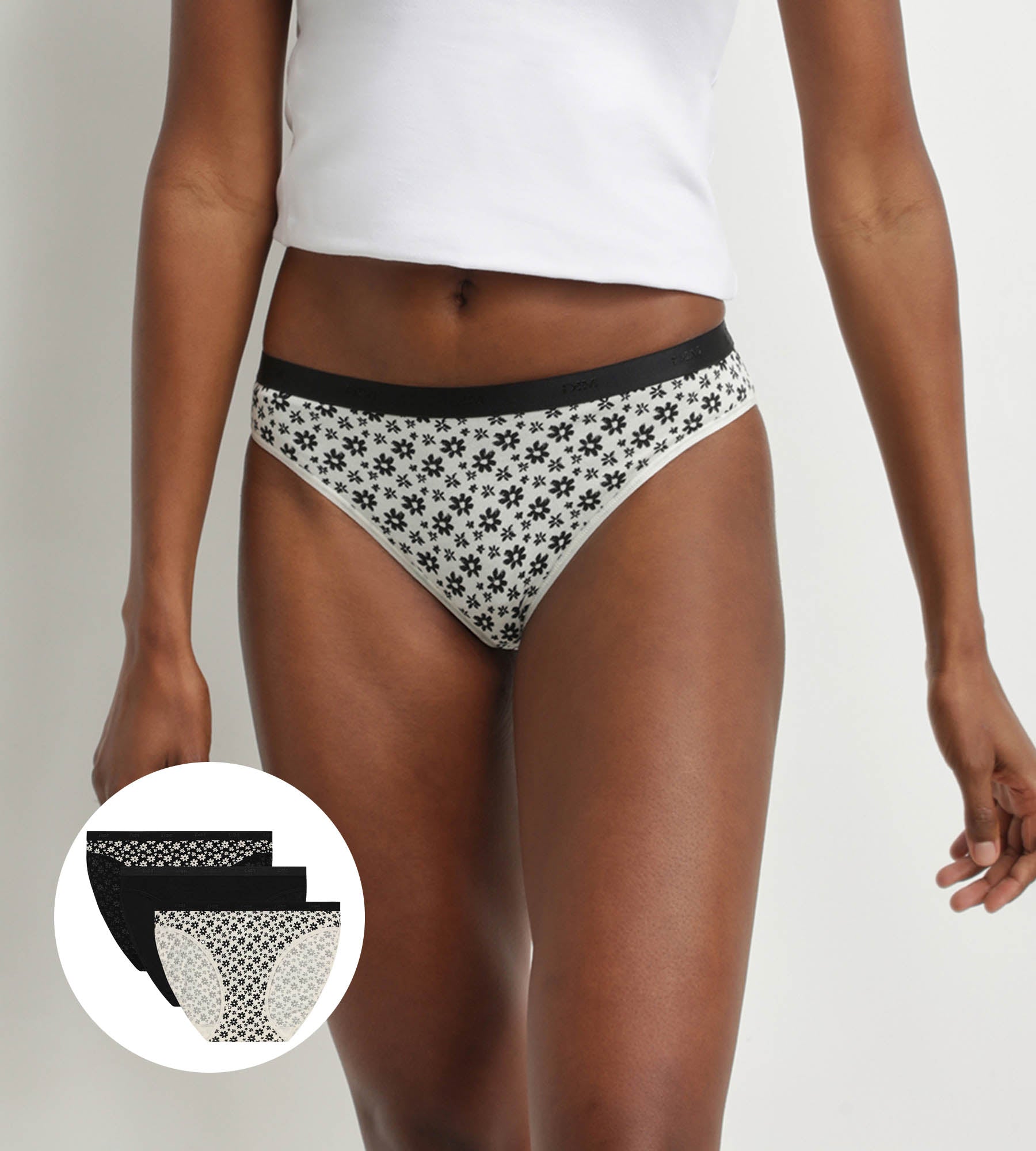 3 Pack Stretch Cotton Underwear with Floral Pattern - White & Black - Breathable & Comfortable for Women - Perfect for Everyday Wear, Travel, and Yoga
