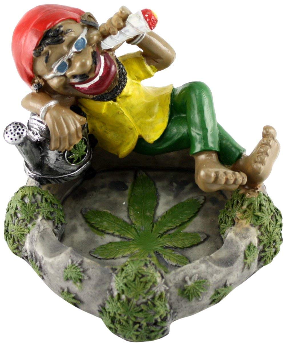 Jamaican Chilling Man with Glasses Holding Cigarette Ashtray - Unique Caribbean Decor for Home Bar, Man Cave, or Smoking Lounge - Perfect Gift for Reggae Lovers