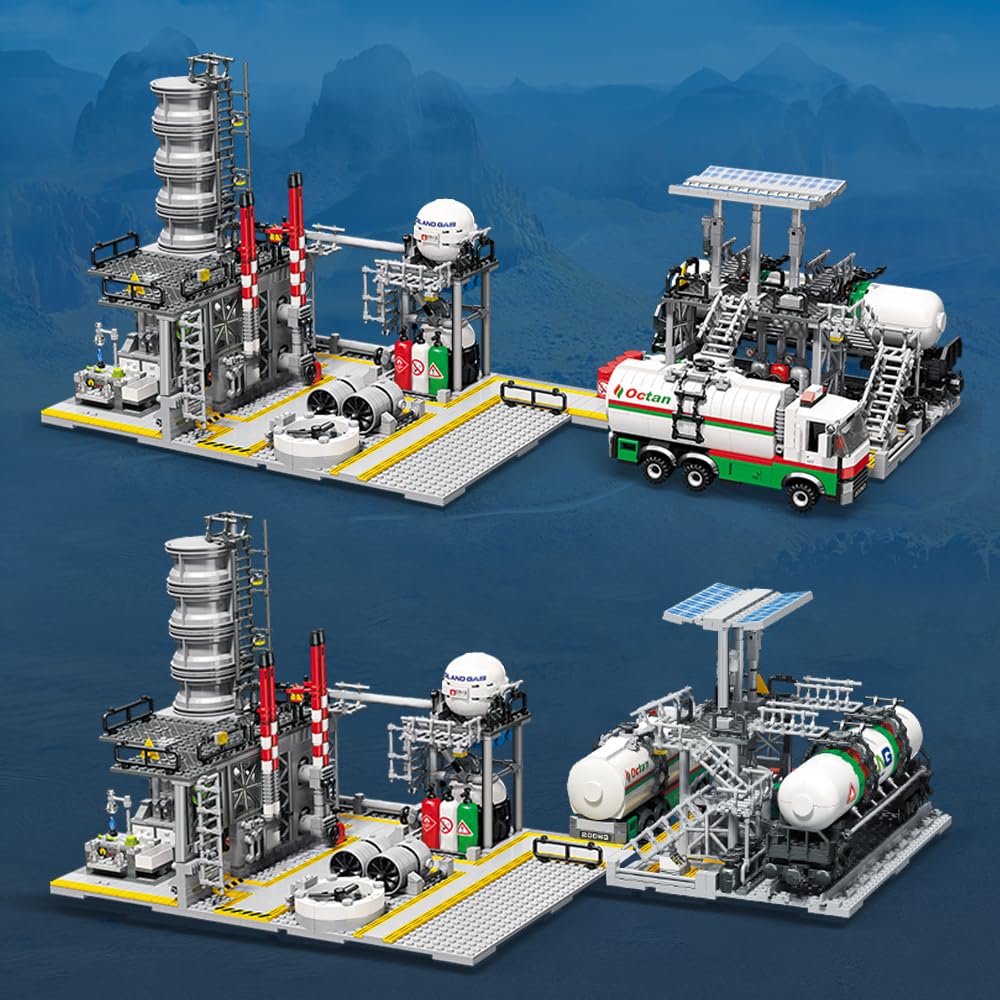 MISINI M6014 City Chemical Plant Building Set - 2142 Pcs STEM Toy for Adults, Includes Gas Station, Storage Center & Lab - Perfect for Collectors, Architecture Enthusiasts & Office Desk Display
