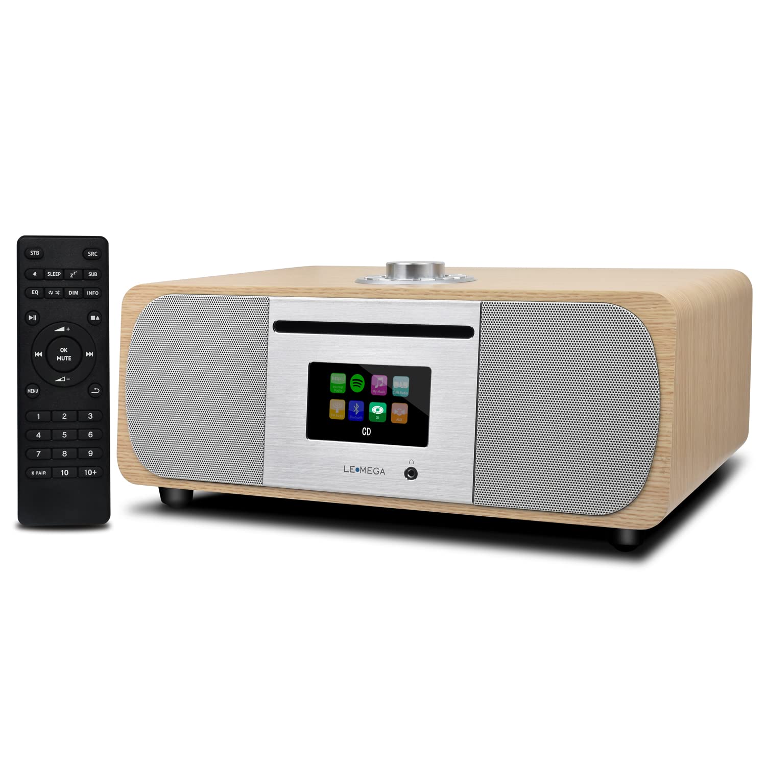 LEMEGA M5P DAB Radio with CD Player & Bluetooth - 35W Hi-Fi Stereo System, WiFi Internet Radio, Spotify Connect, USB Player, Dual Alarm Clock, FM Digital Radio with Remote Control - White Oak - Perfect for Bedroom, Kitchen, and Office Use
