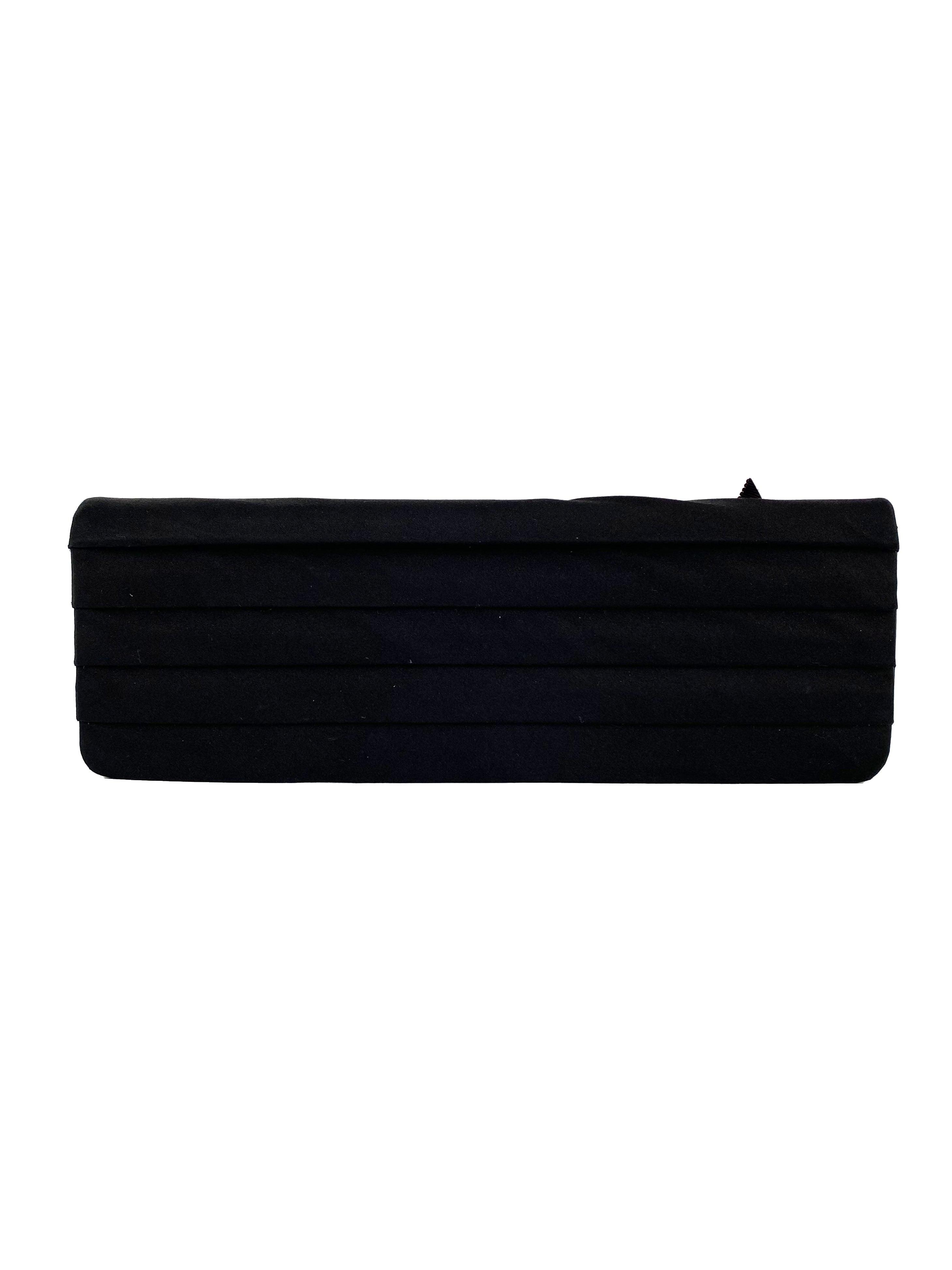 Chanel Black Long Satin Chain Clutch Bag for Women - Elegant Evening Clutch for Parties, Weddings & Special Occasions