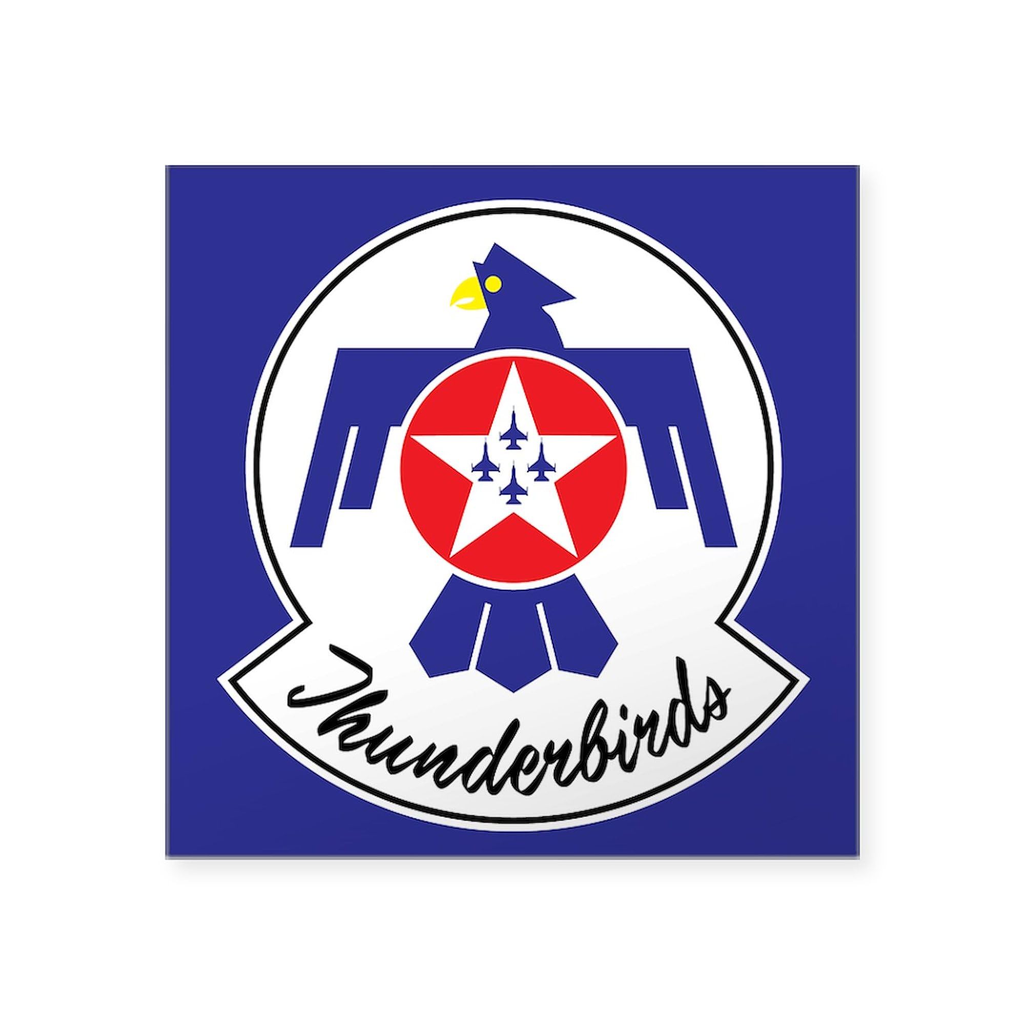 USAF Thunderbirds Emblem 3x3 Inch Square Bumper Sticker - Durable Car Decal for Windows, Laptops & More - Perfect for Military Supporters & Aviation Enthusiasts