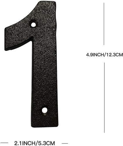 5 Inch Black Metal House Numbers for Outside - Durable Address Numbers for Door, Mailbox & Fence (Set of 1) - Perfect for Home, Office & Apartment Identification