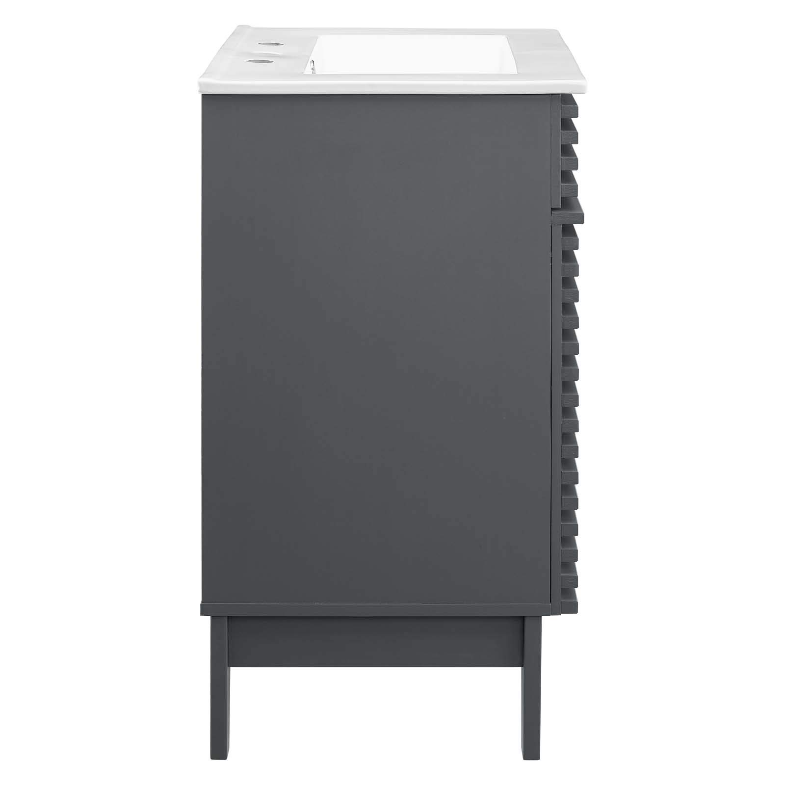 Modway Render 24 Inch Vanity with Sink - Modern Bathroom Floor Cabinet in Gray White | Perfect for Small Bathrooms, Powder Rooms & Apartment Remodels