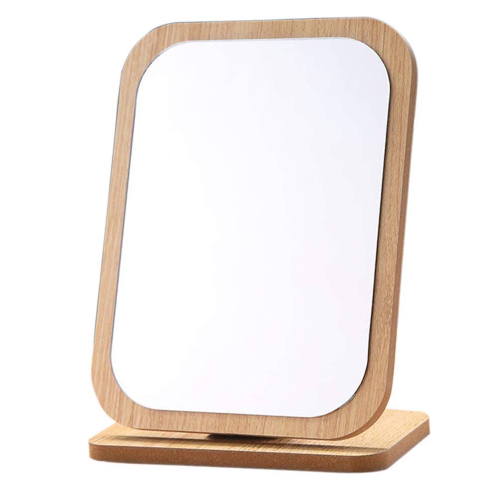Aestivate Rectangle Compact Table Mirror - Wood Framed Standing Desktop Mirror with 90 Degree Rotation for Makeup & Cosmetics | Perfect for Vanity, Dressing Room & Travel
