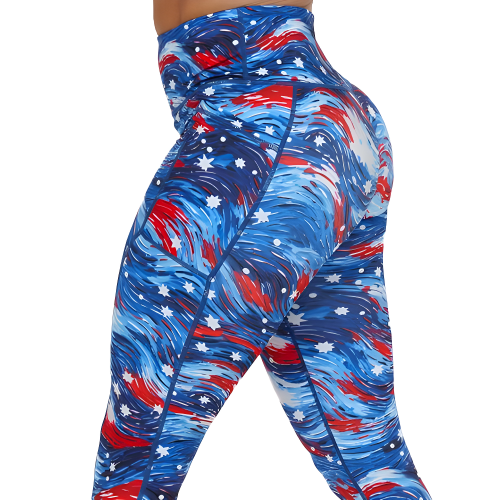 USA Flag Leggings - Patriotic American Flag Print Yoga Pants for Women - Perfect for 4th of July, Workouts & Casual Wear
