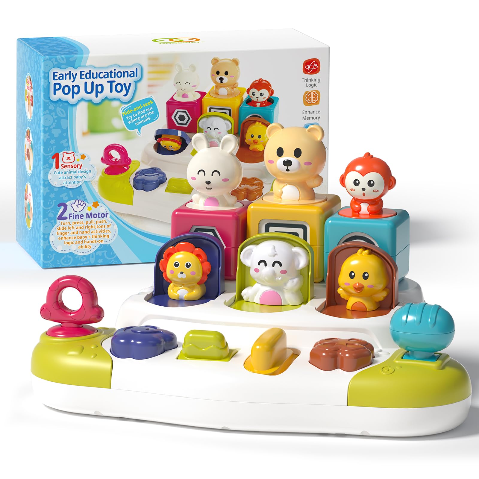 Montessori Pop-Up Animal Toys for 1-3 Year Olds - Early Learning Gifts for Babies 9-18 Months | Interactive Play & Birthday Presents
