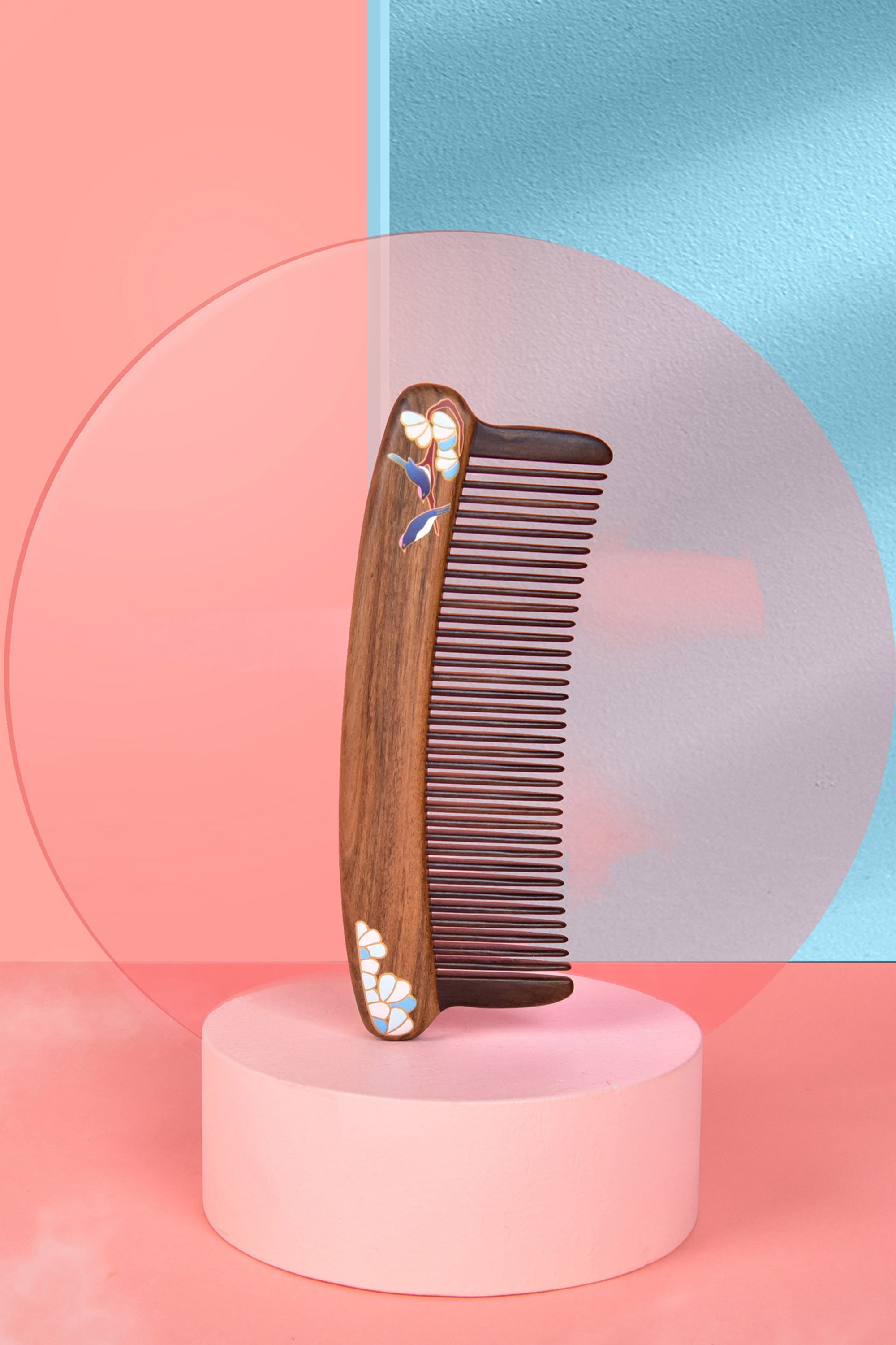Handmade Wooden Hair Comb with Magpie Design - Natural Wood Hairbrush for Smooth & Tangle-Free Hair - Perfect for Daily Styling, Gifts & Traditional Chinese Culture Lovers