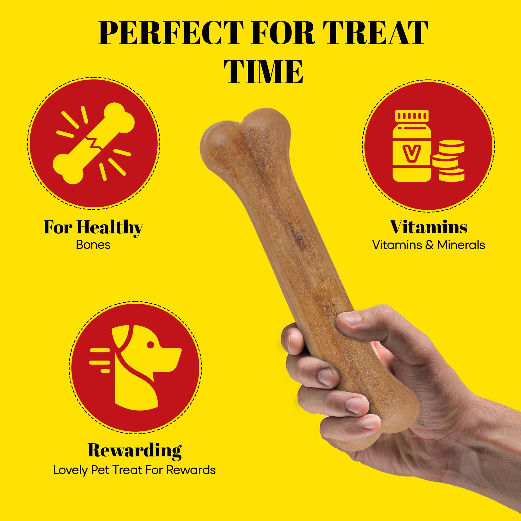 10 Inch Natural Giant Pressed Dog Bones - Pack of 10 | Long-Lasting Rawhide Chews for Dogs | All-Natural Ingredients | Perfect for Aggressive Chewers & Dental Health