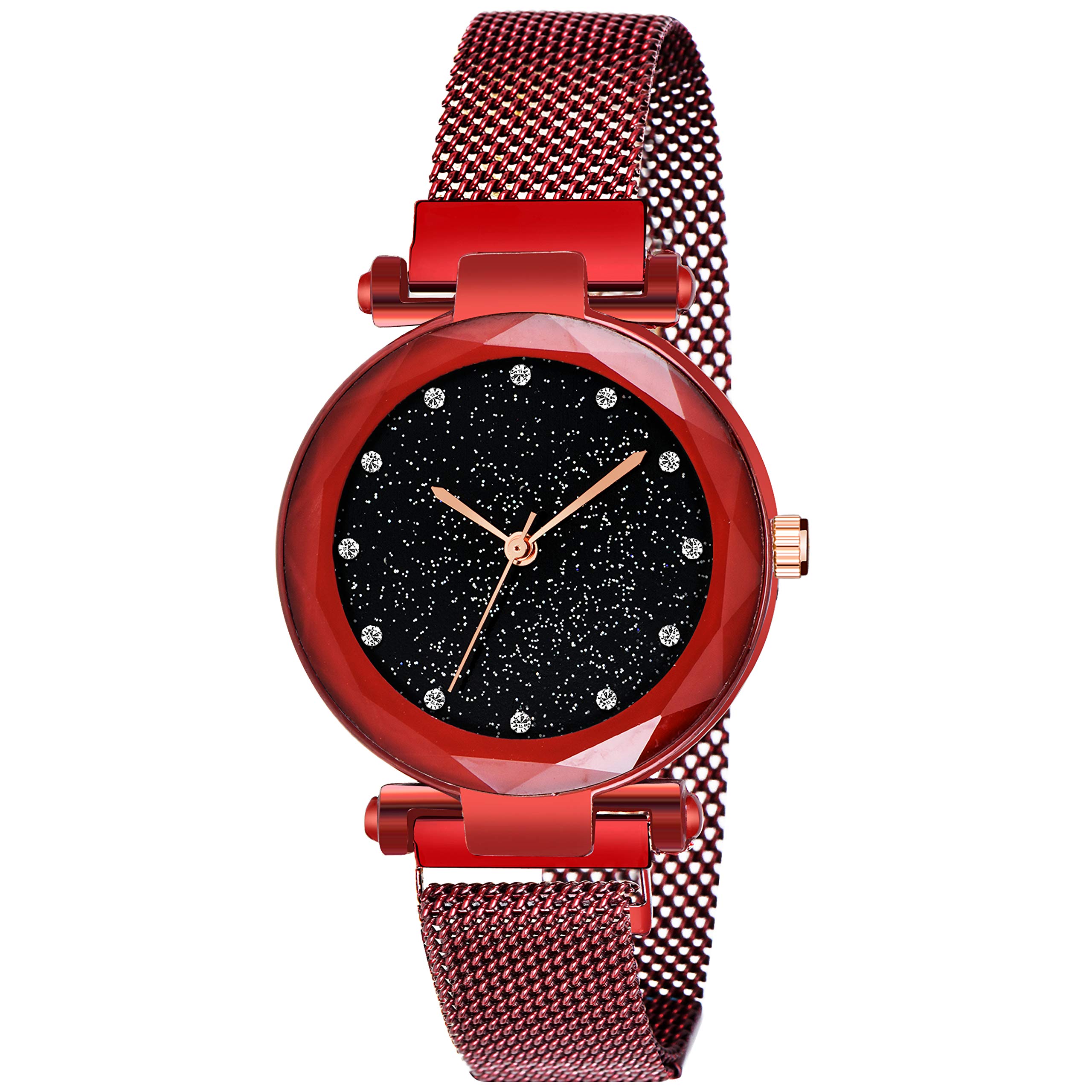 Stylish Analog Black Dial Watch for Women & Teen Girls - Magnetic Bracelet Watch - Perfect Gift for Birthdays, Parties & Everyday Wear