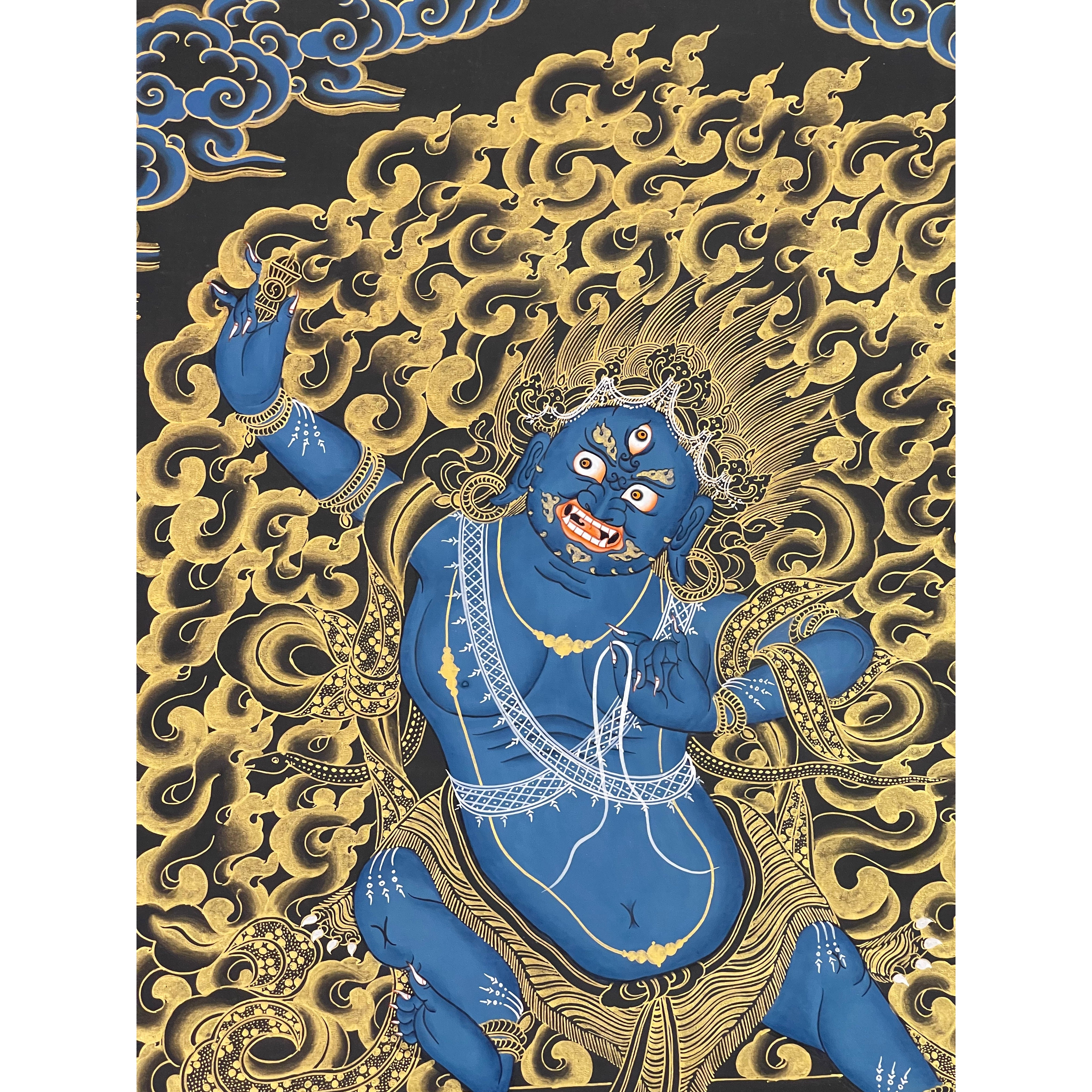 Authentic Vajrapani Thangka Painting - Handmade Tibetan Buddhist Artwork for Meditation & Home Decoration