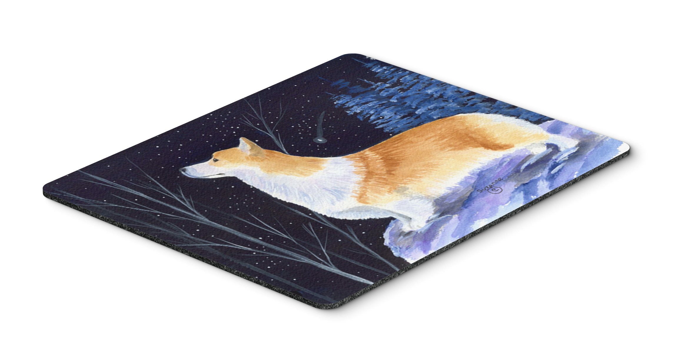 Starry Night Corgi Mouse Pad & Trivet - Washable Large Desk Mat for Home Office, Gaming, Computer & Laptop - Cute Dog-Themed Non-Slip Surface for Work & Decor