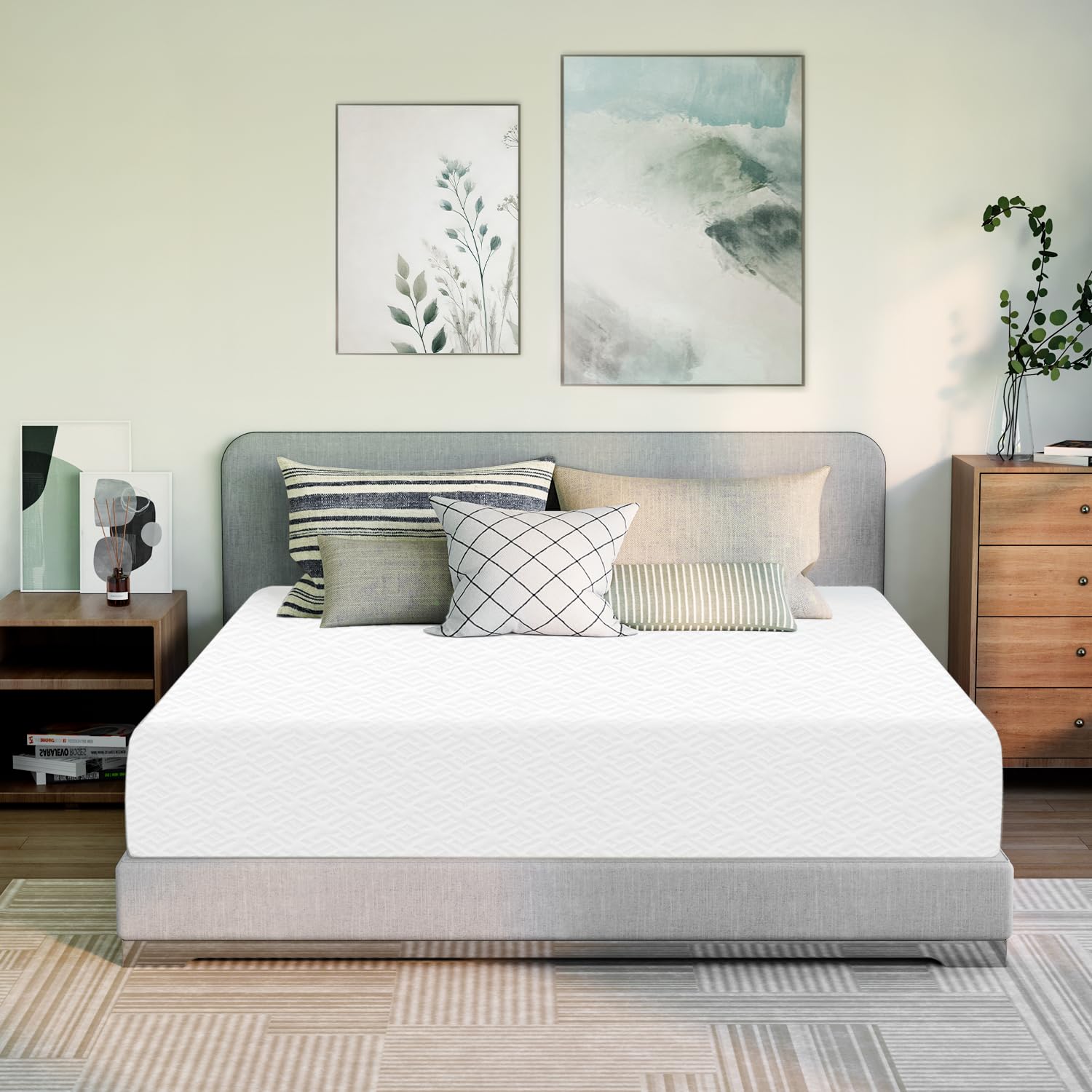 10 Inch California King Cooling Gel Memory Foam Mattress - Medium Firm Green Tea Infused for Pressure Relief, CertiPUR-US Certified, Fiberglass-Free - Perfect for Hot Sleepers & Back Pain Relief (Mattress-in-a-Box for Adults & Kids)