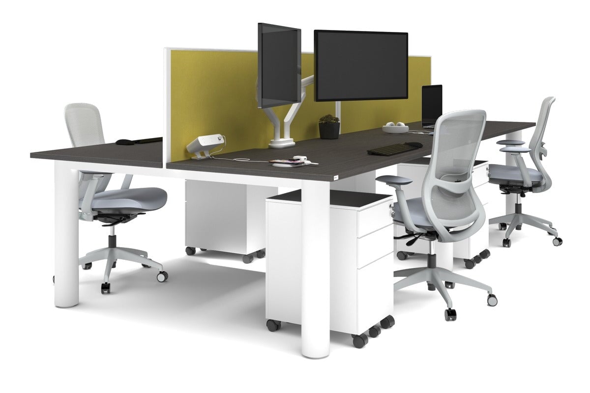 Quadro Cylinder Leg 4-Person Office Workstation Desk - 1800L x 800W with Cable Management - Perfect for Collaborative Workspaces & Open Office Environments