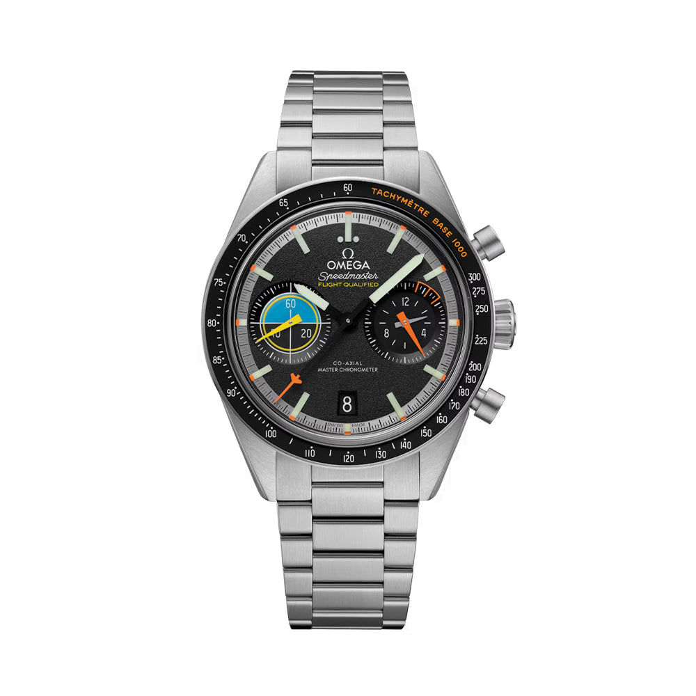 Speedmaster Pilot 40.85mm Men's Automatic Watch - Black Dial on Stainless Steel Bracelet | Luxury Aviation Timepiece for Pilots & Professionals