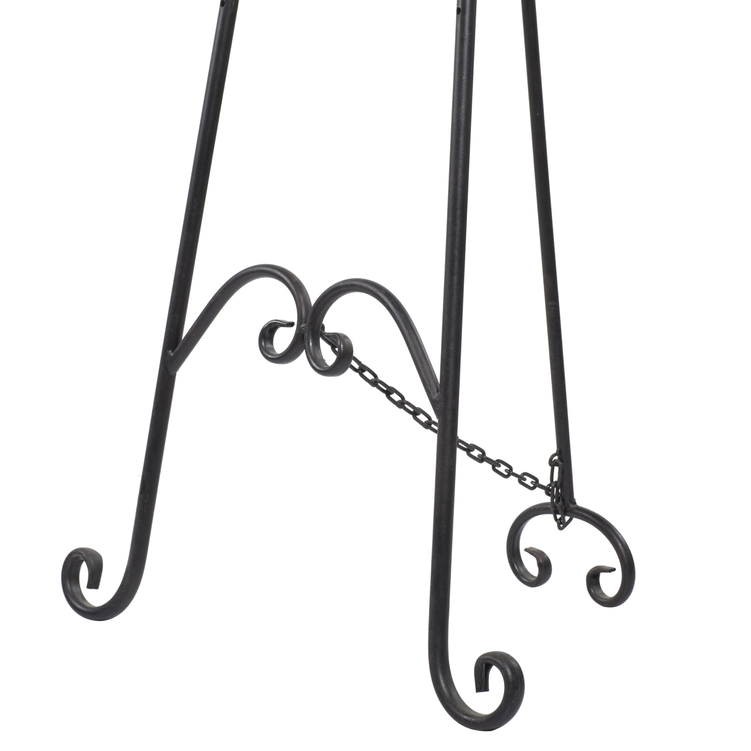Deco 79 Extra Large Black Metal Scroll Adjustable Display Stand Easel with Chain Support - 23
