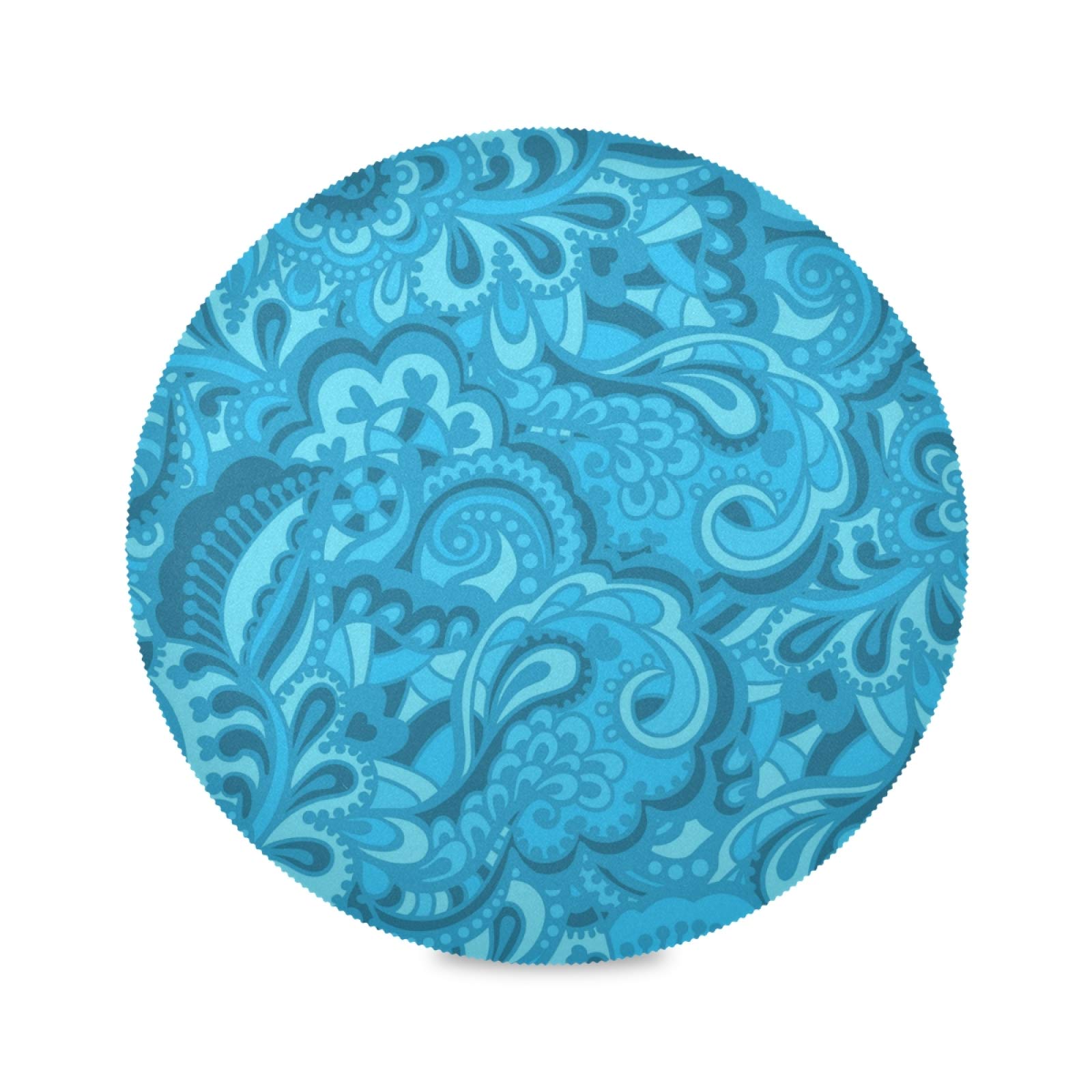 ALAZA Turquoise Blue Round Placemats Set of 4 - Waterproof Dining Table Mats for Kitchen, Home Decor & Holiday Table Settings | Perfect for Dinner Parties, Family Gatherings & Festive Celebrations