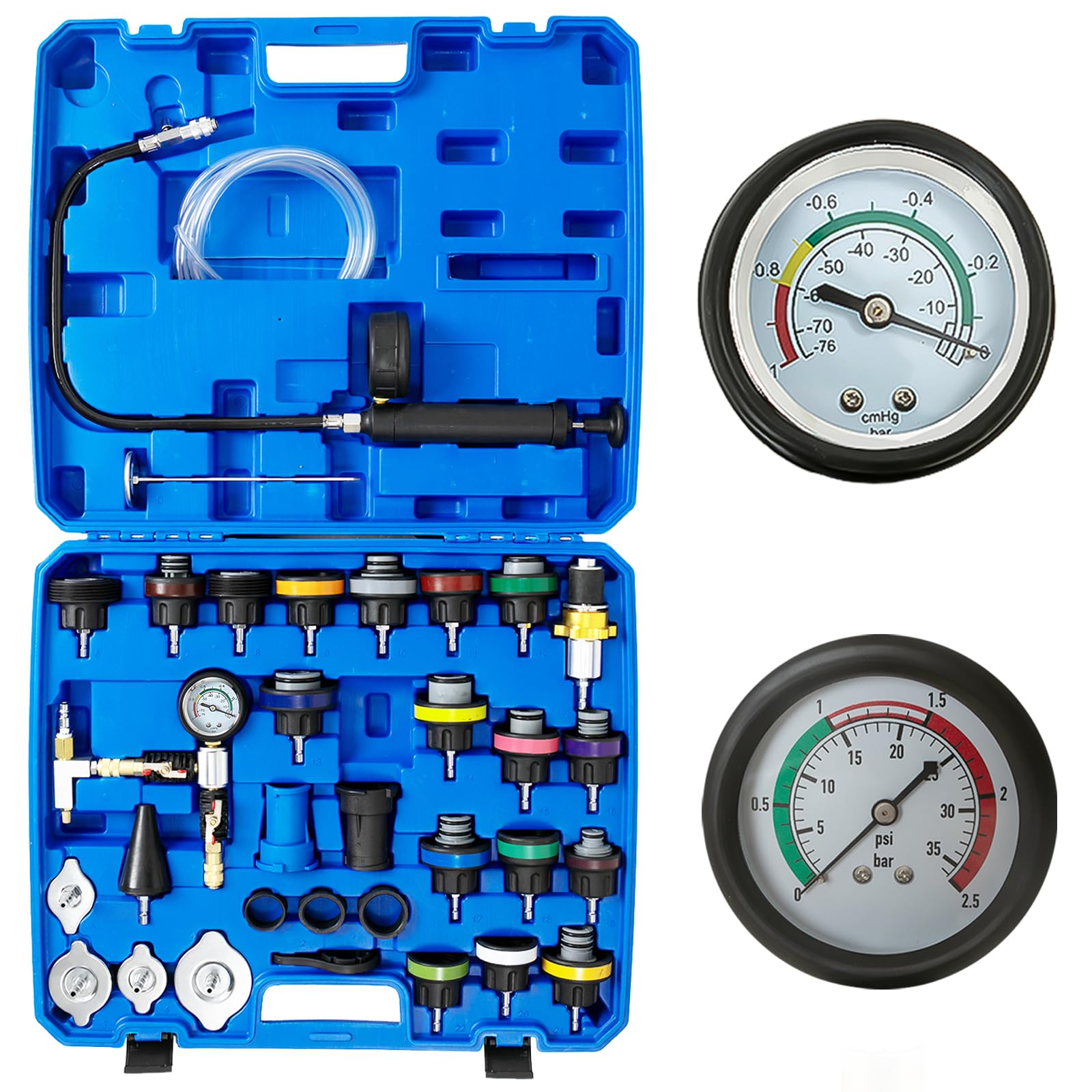 34-Piece Universal Radiator Pressure Tester & Vacuum Refill Kit - Professional Cooling System Leak Detector for Cars, Trucks & SUVs - Perfect for DIY Mechanics & Auto Shops