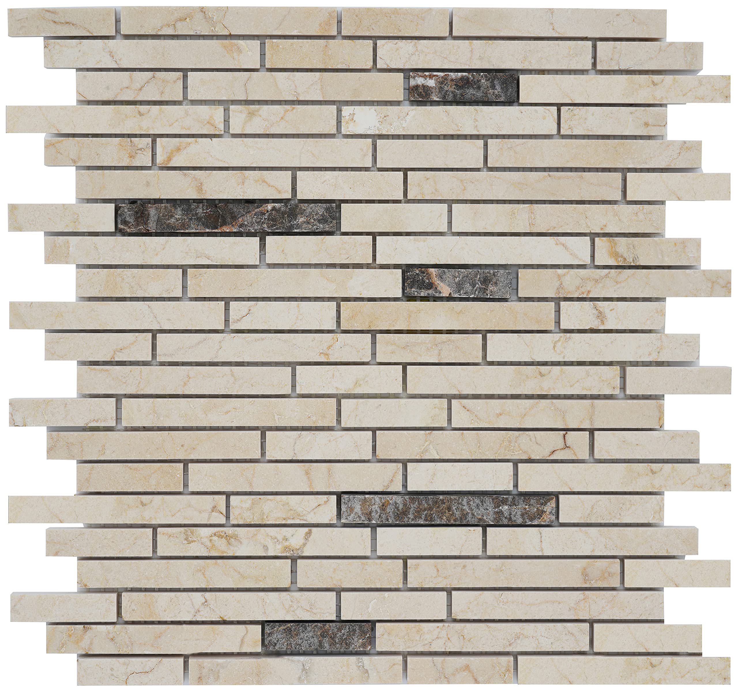 5 Sheets Marble Mosaic Tile for Kitchen Backsplash & Bathroom Floor - Tibet Collection Mixed Strips 12