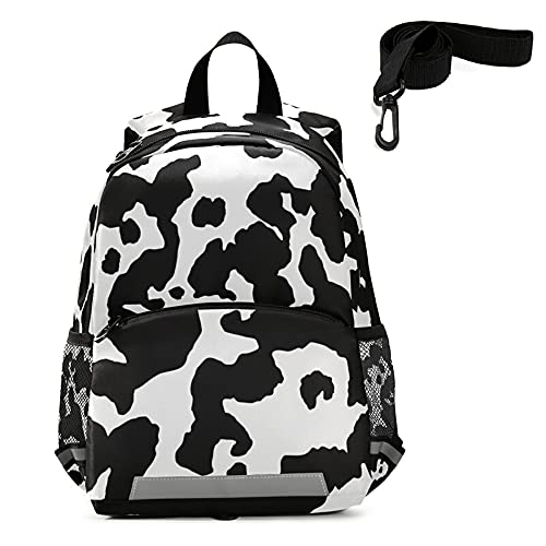 QUGRL Cute Cow Print Kids Backpack with Adjustable Leash - Toddler Backpack for Boys & Girls (3-8 Years) - Perfect for Kindergarten, Preschool, Nursery, School & Travel - Lightweight & Durable Baby Travel Bag